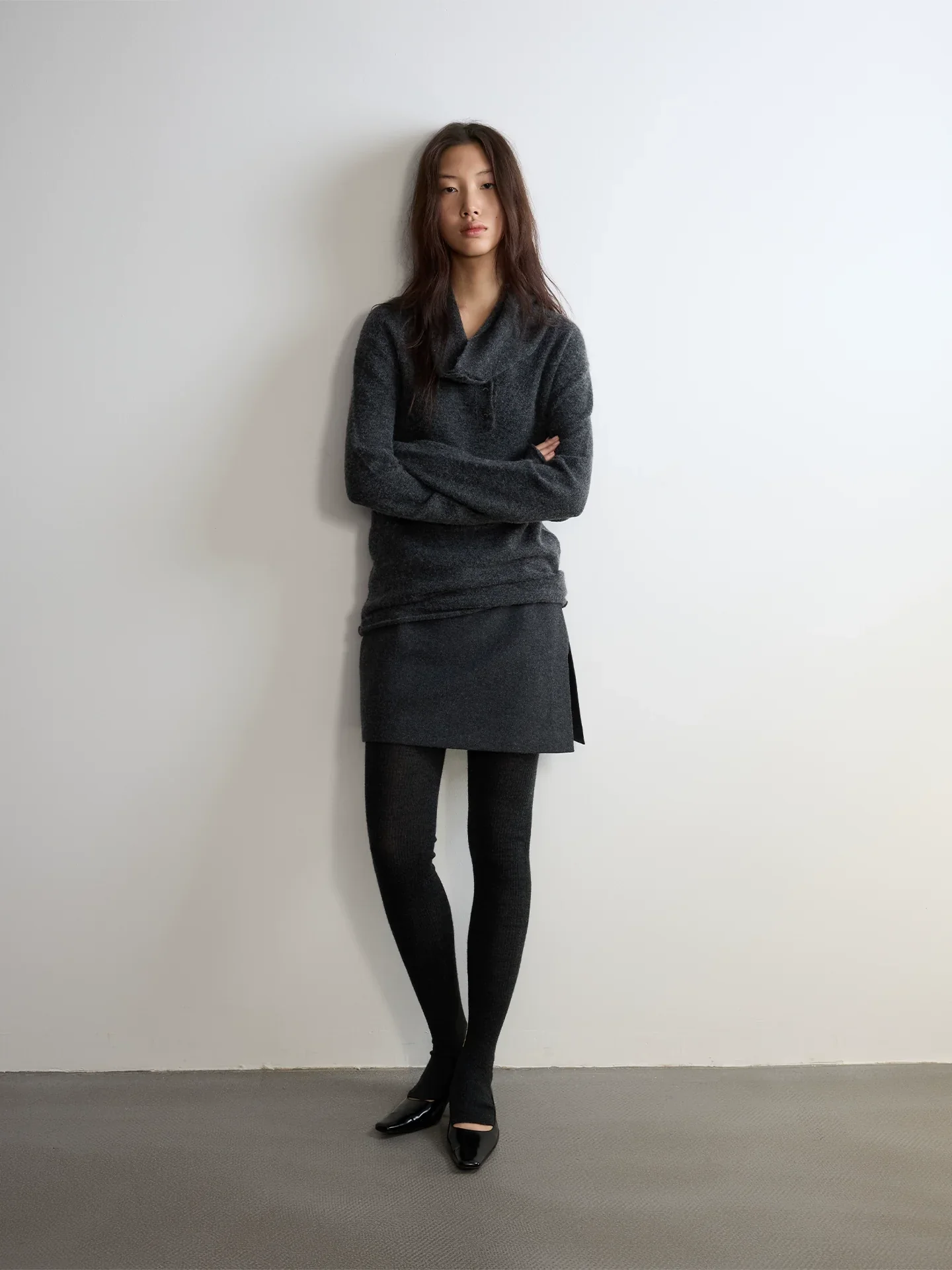 Asymmetric Wool-Blend Mini Skort - Image 3
