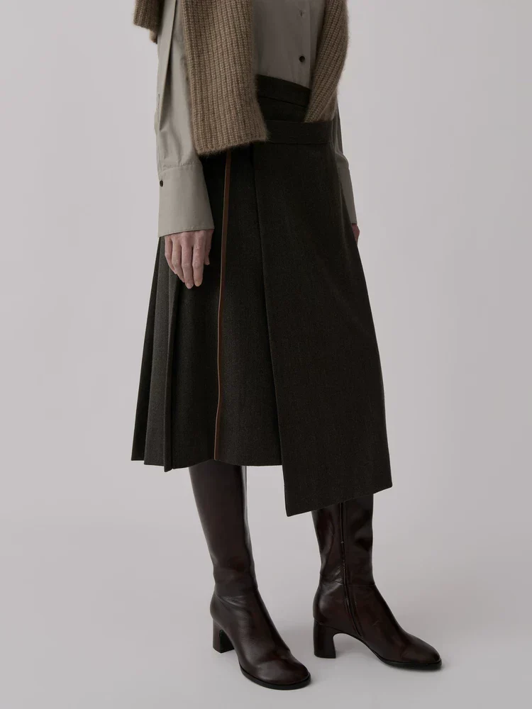 Asymmetric Wrap Midi Skirt - Image 3