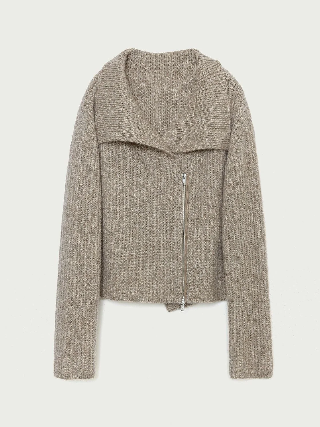 Asymmetric Zip Knit Jacket - Image 7