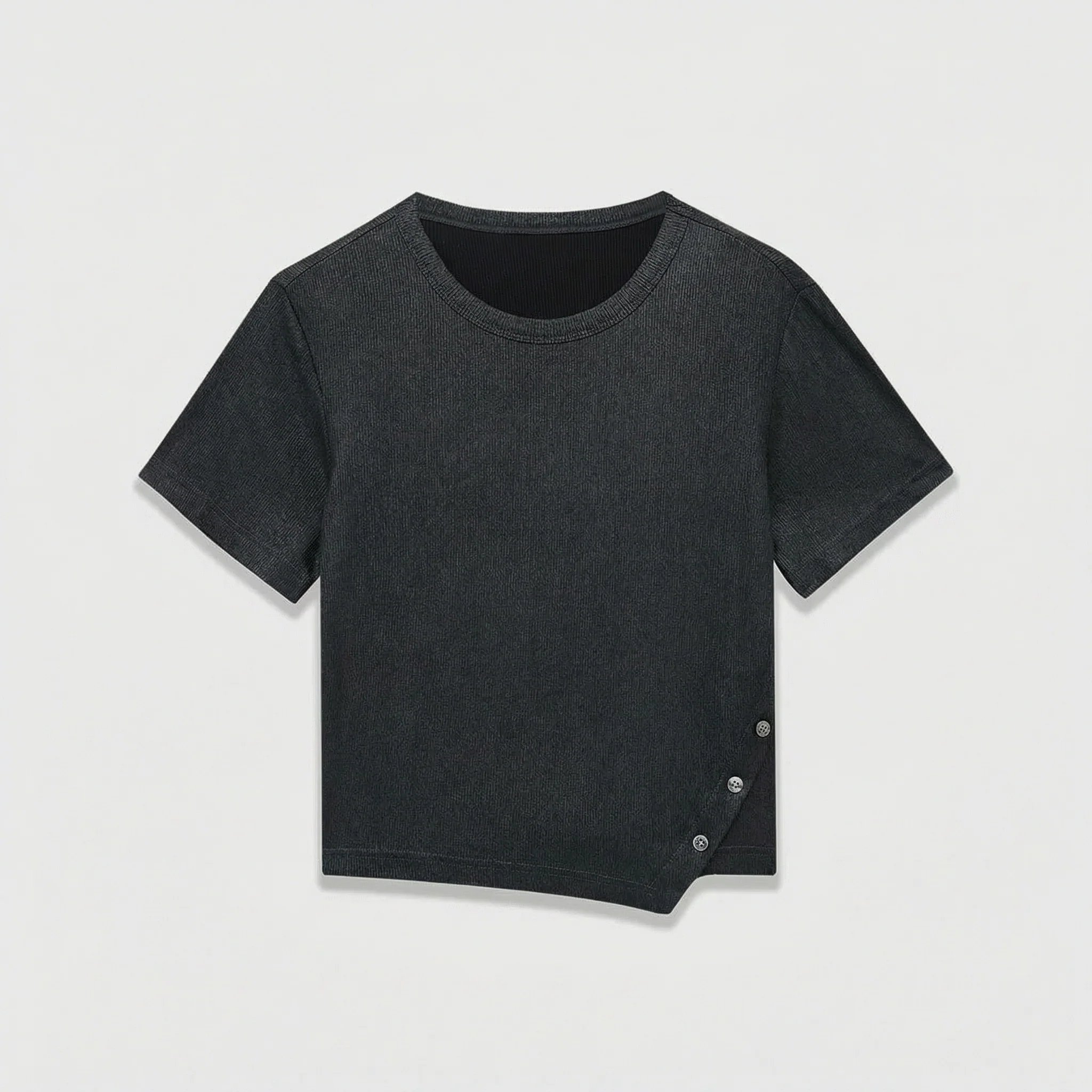 Asymmetrical Button Detail T-Shirt - Image 6