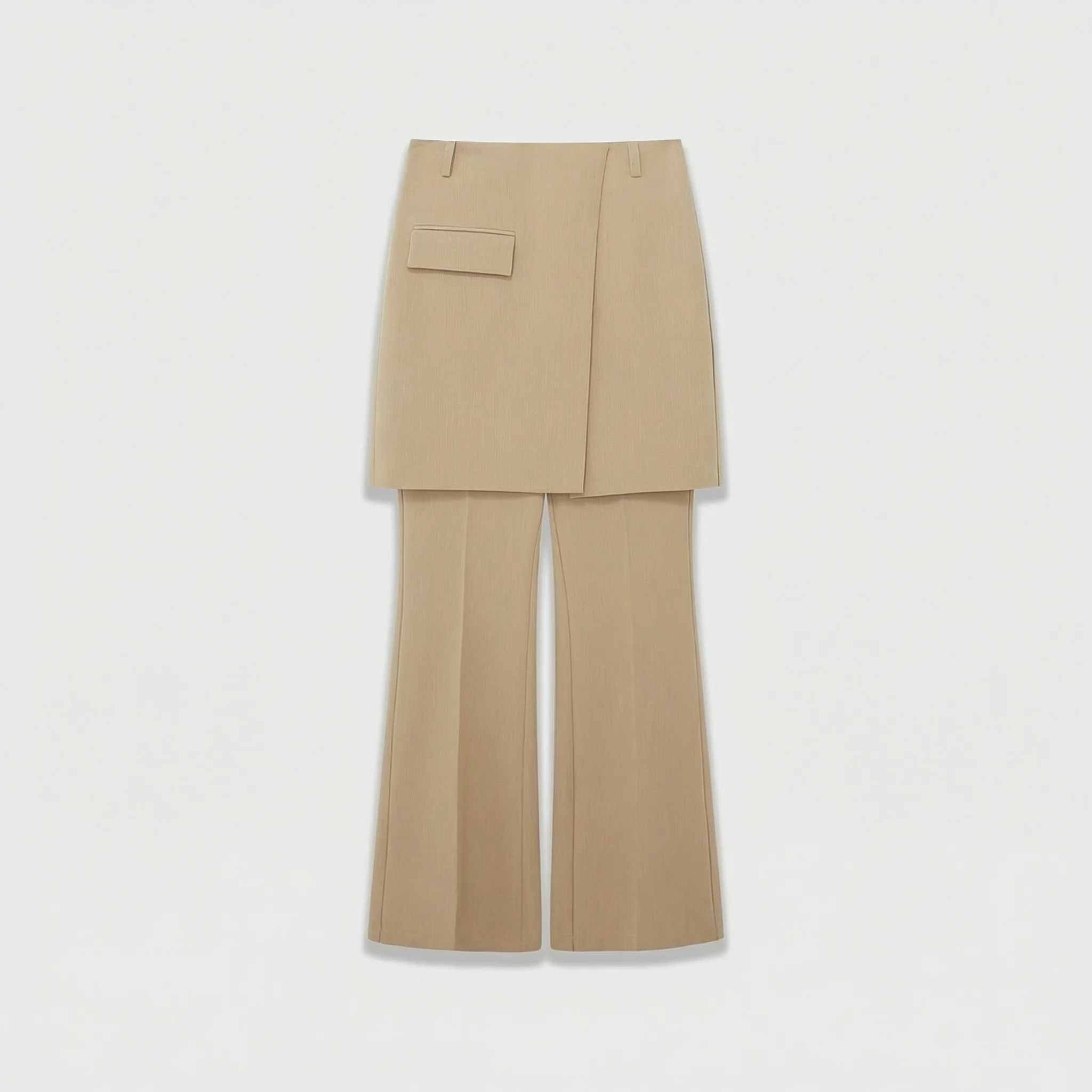 Asymmetrical Double-Lapel Suit Vest with Flared Skirt Pants - Image 5