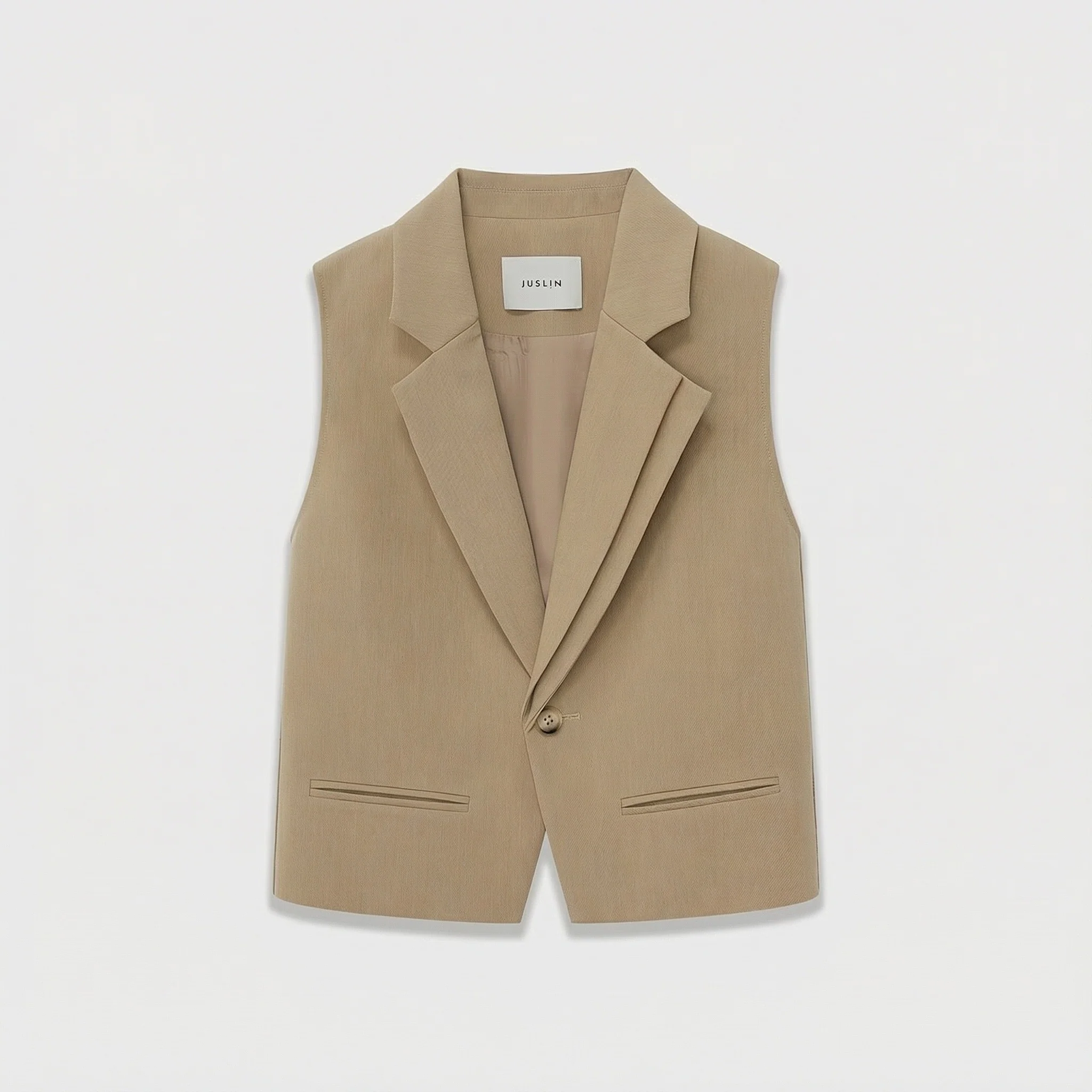 Asymmetrical Double-Lapel Suit Vest with Flared Skirt Pants - Image 6