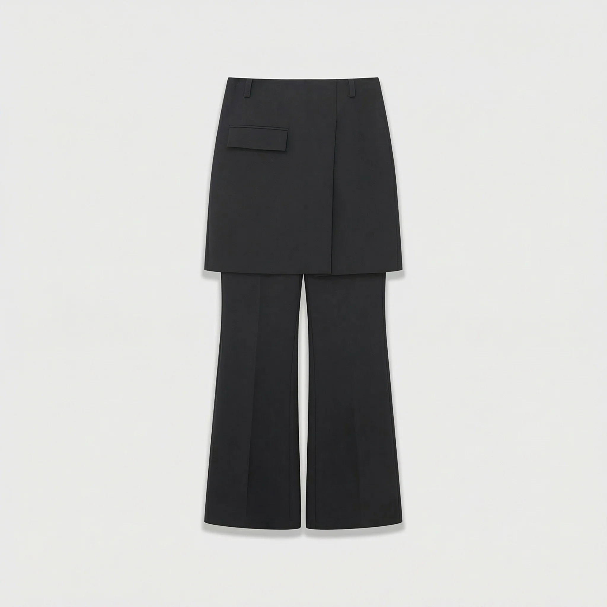 Asymmetrical Double-Lapel Suit Vest with Flared Skirt Pants - Image 7