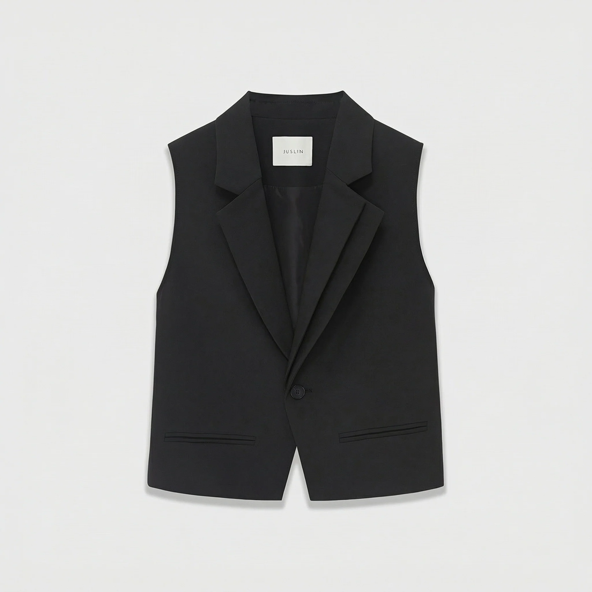 Asymmetrical Double-Lapel Suit Vest with Flared Skirt Pants - Image 8