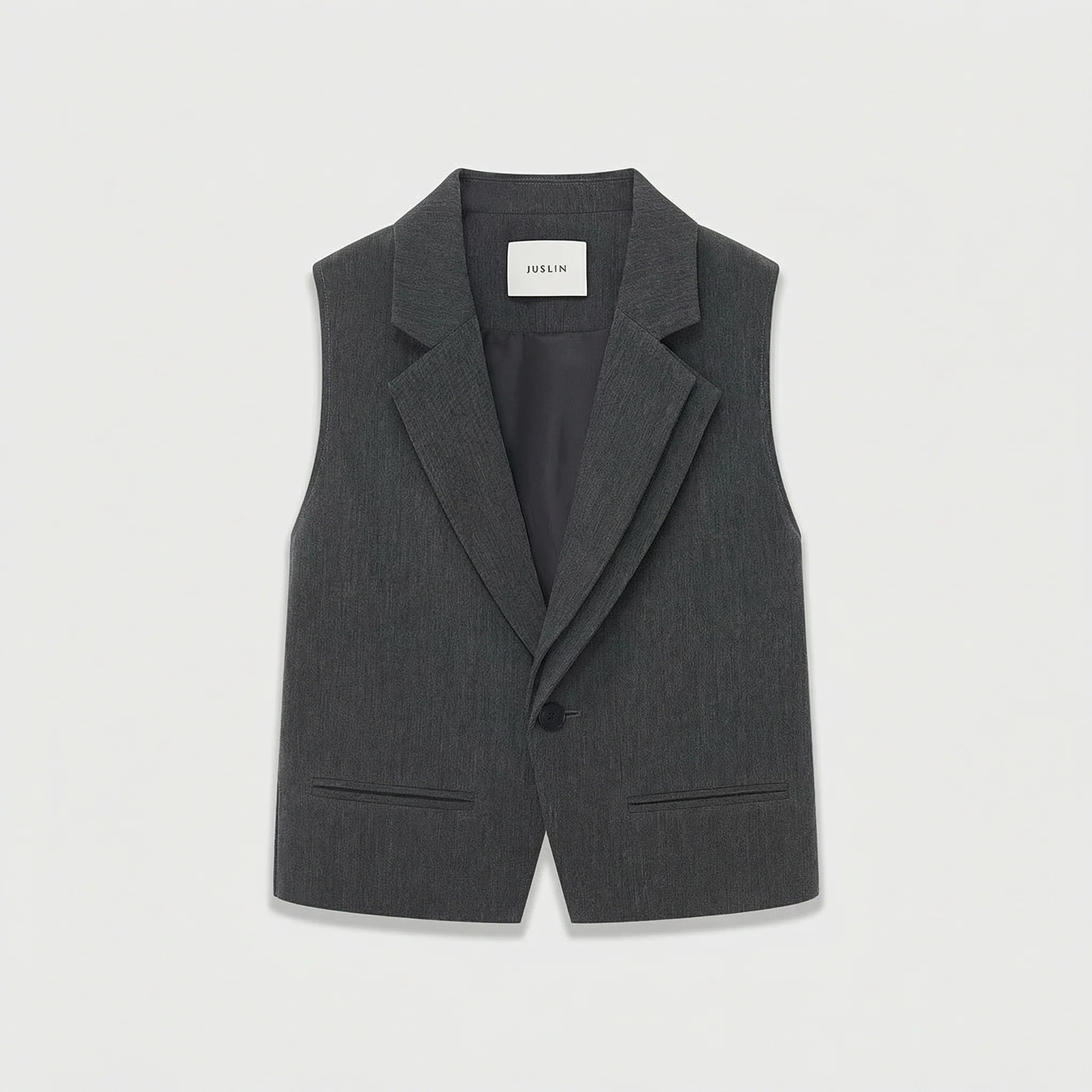 Asymmetrical Double-Lapel Suit Vest with Flared Skirt Pants - Image 9