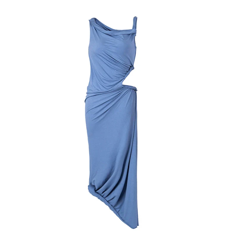 Asymmetrical Draped Dress - Image 8