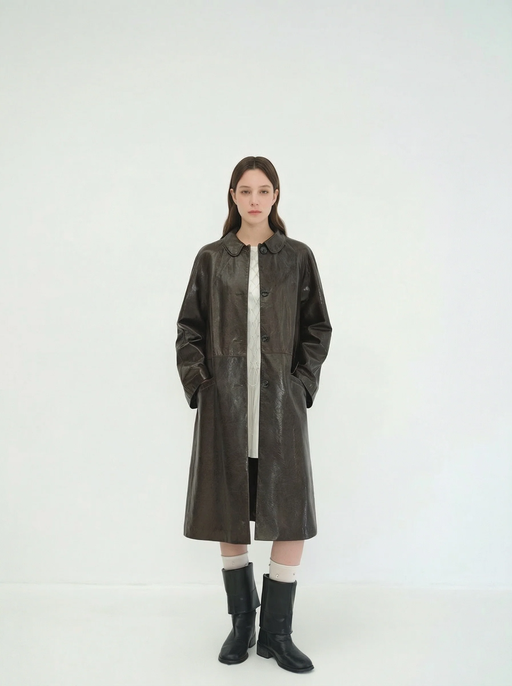 Aurora Sheepskin Peter Pan Collar Coat - Image 5