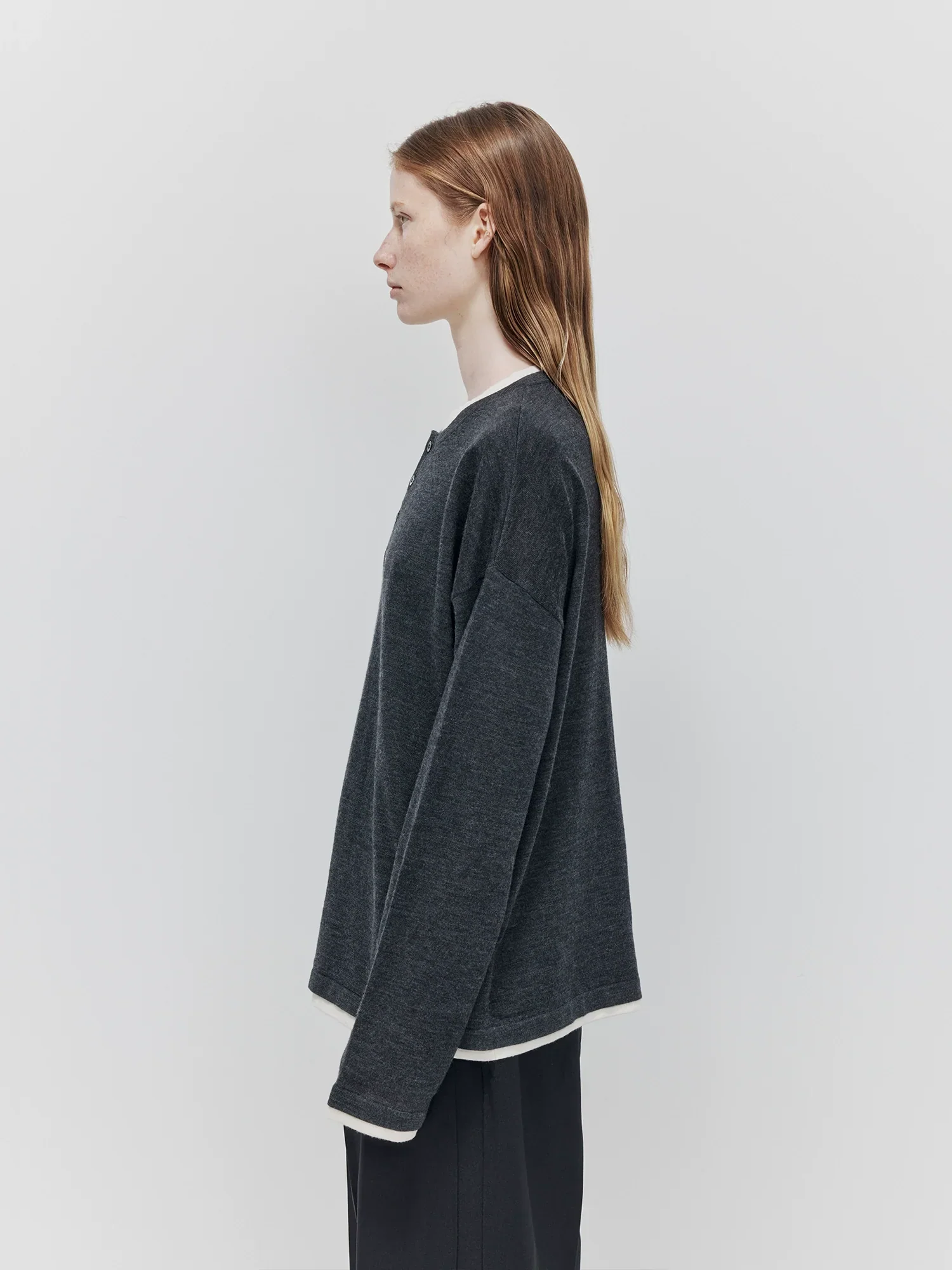 Austin Wool Layered Henley Sweater - Image 3