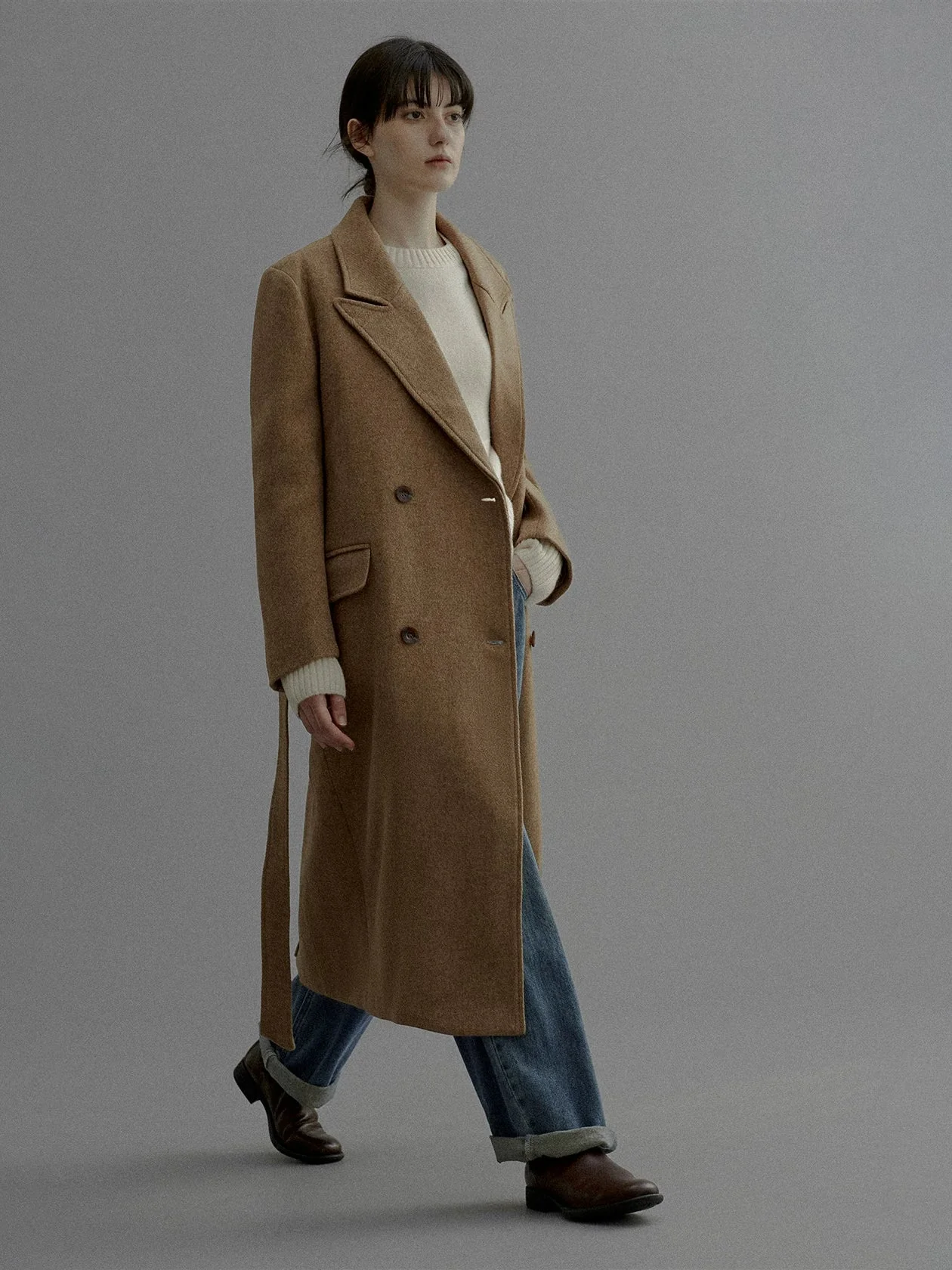 Australian Wool Belted Double-Breasted Coat - Image 3