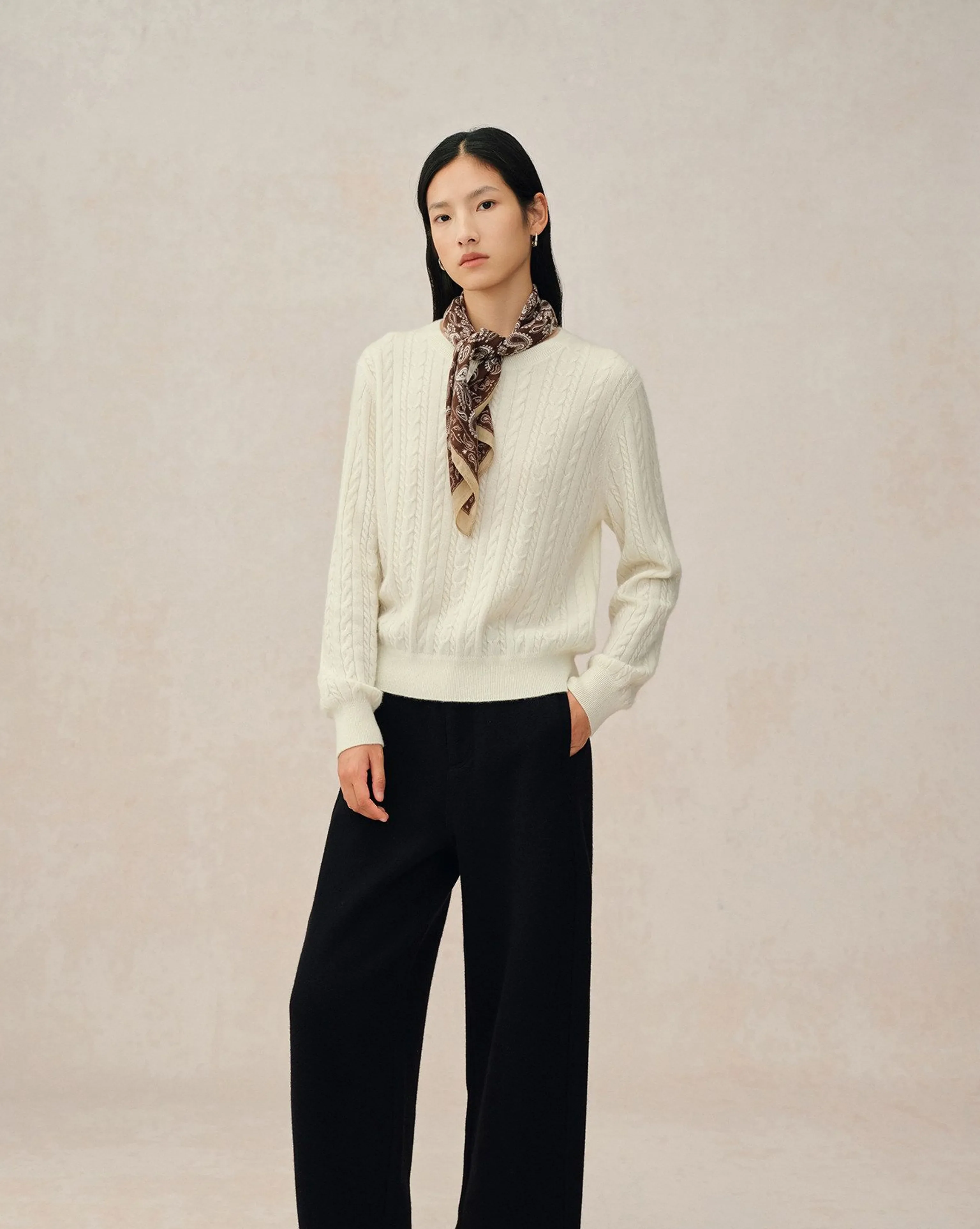 Baby Cashmere Cable Crewneck Sweater - Image 2