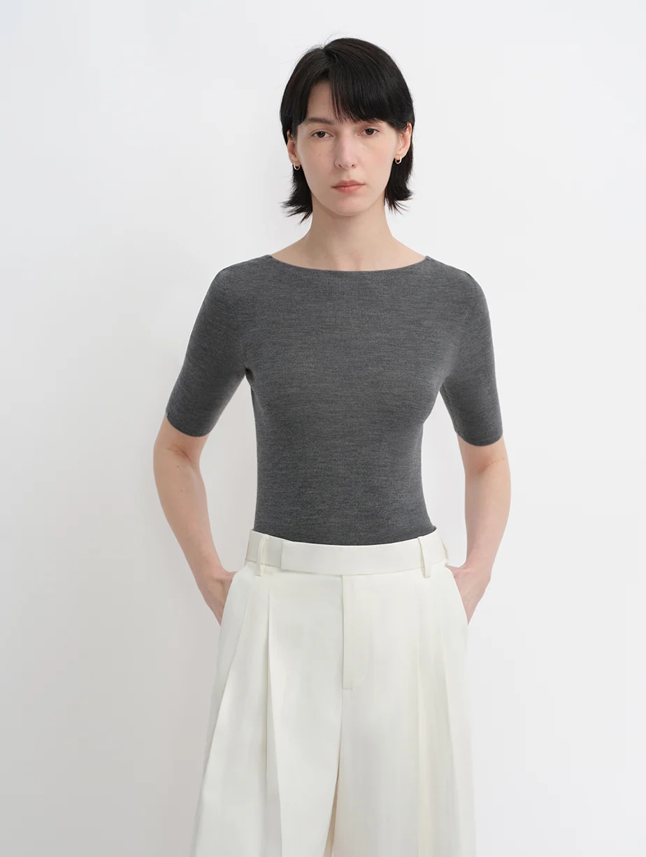 Backless One-Shoulder Wool Knit Top - Image 5
