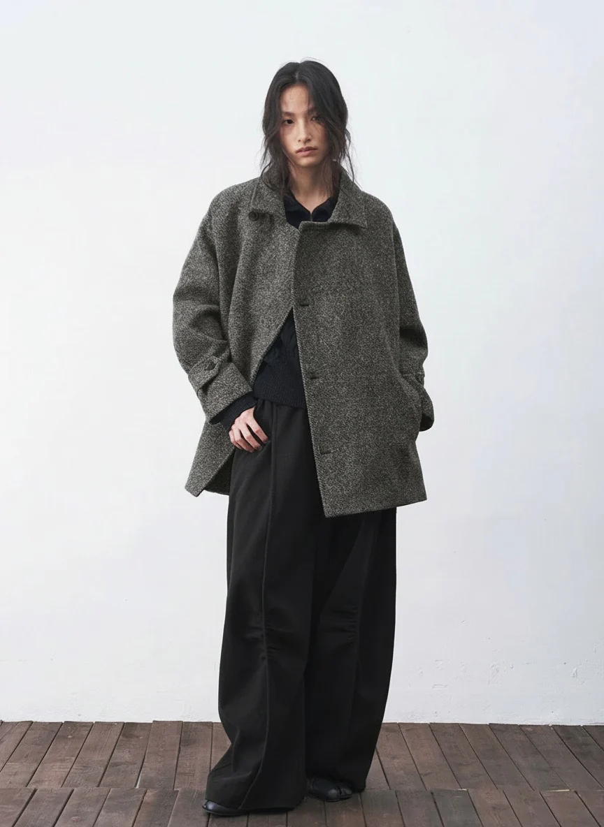 Balance Memory Twill Wool Belted Coat