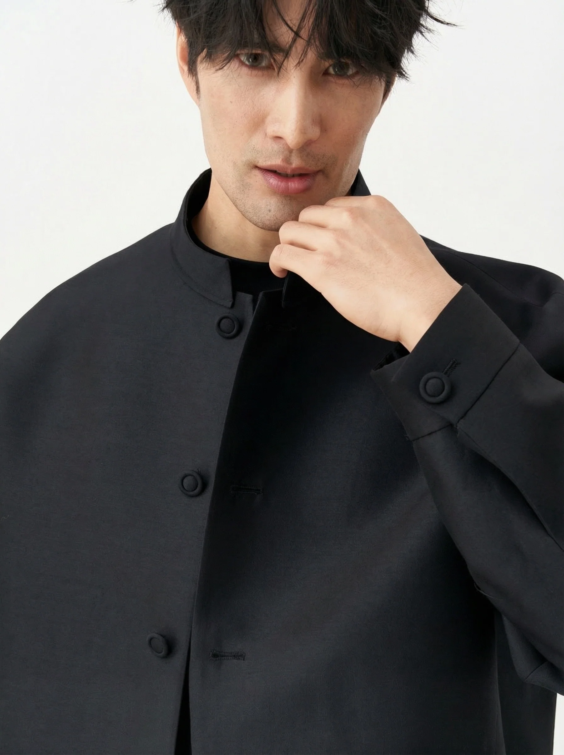 Band-Collar Button Jacket - Image 5