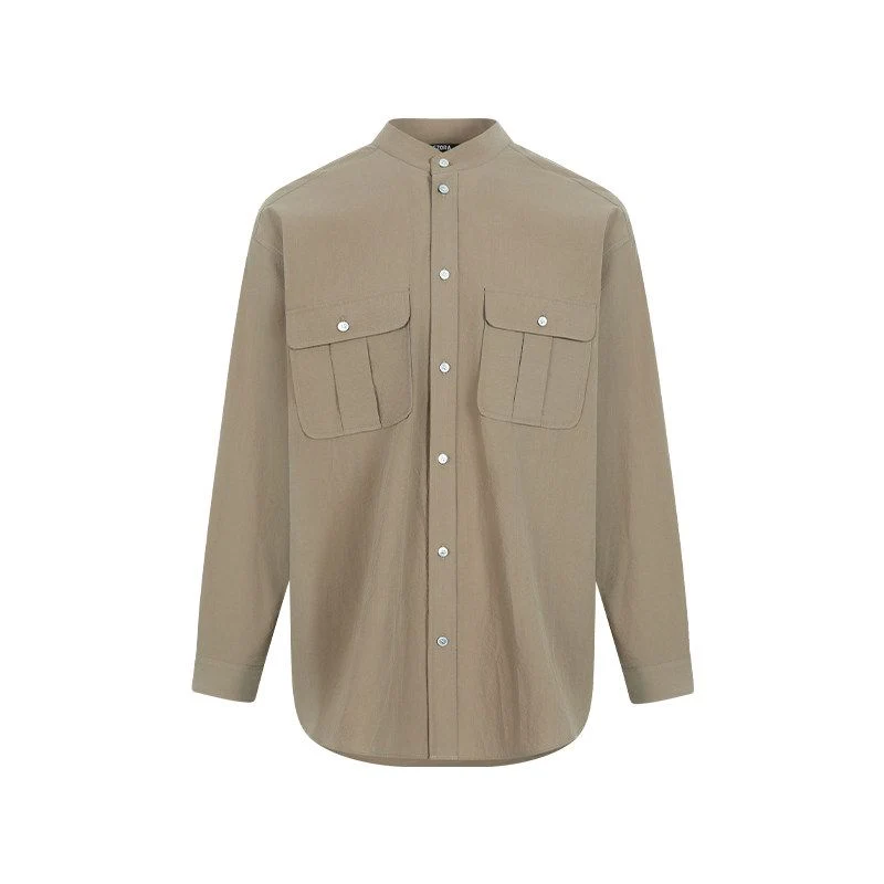 Band Collar Utility Shirt - Image 5