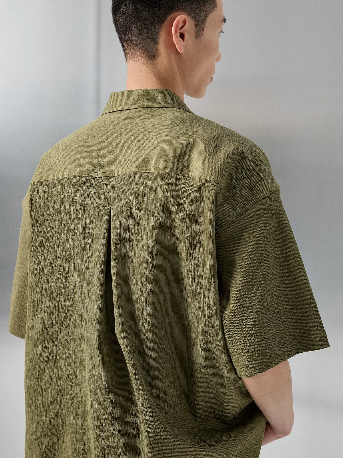 Bark-Textured Camp-Collar Shirt - Image 3