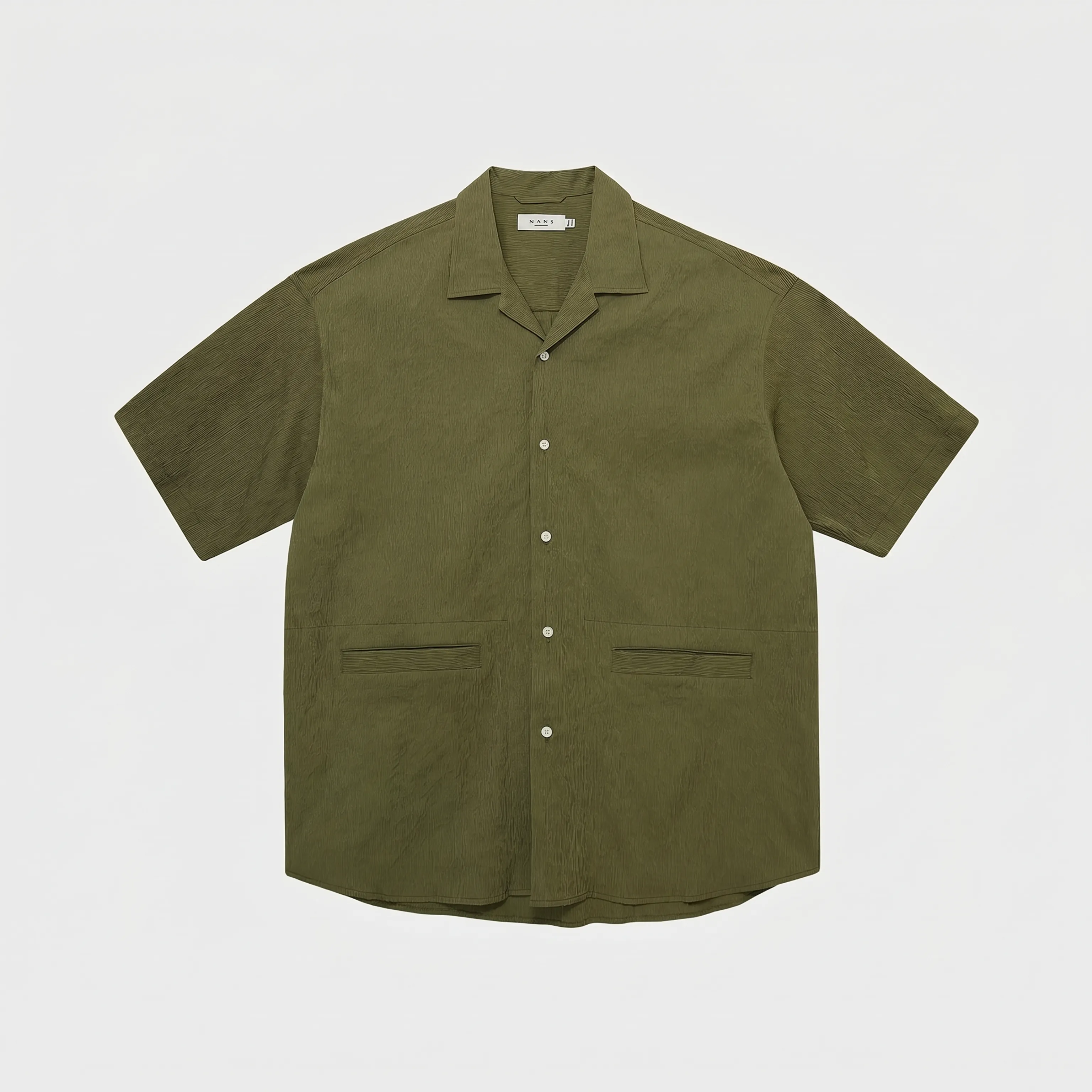 Bark-Textured Camp-Collar Shirt - Image 7
