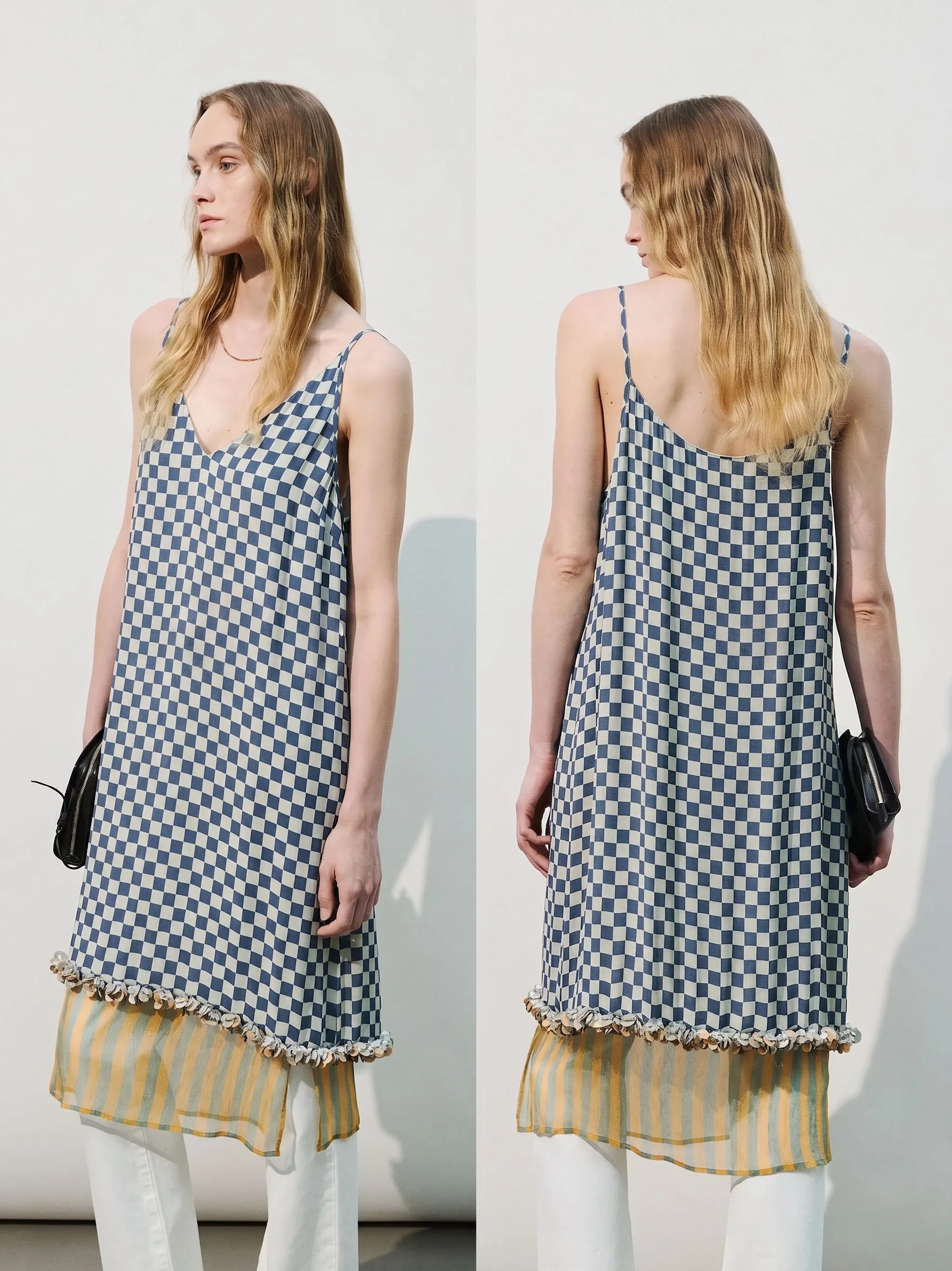 Beaded Checkerboard Slip Dress - Image 3