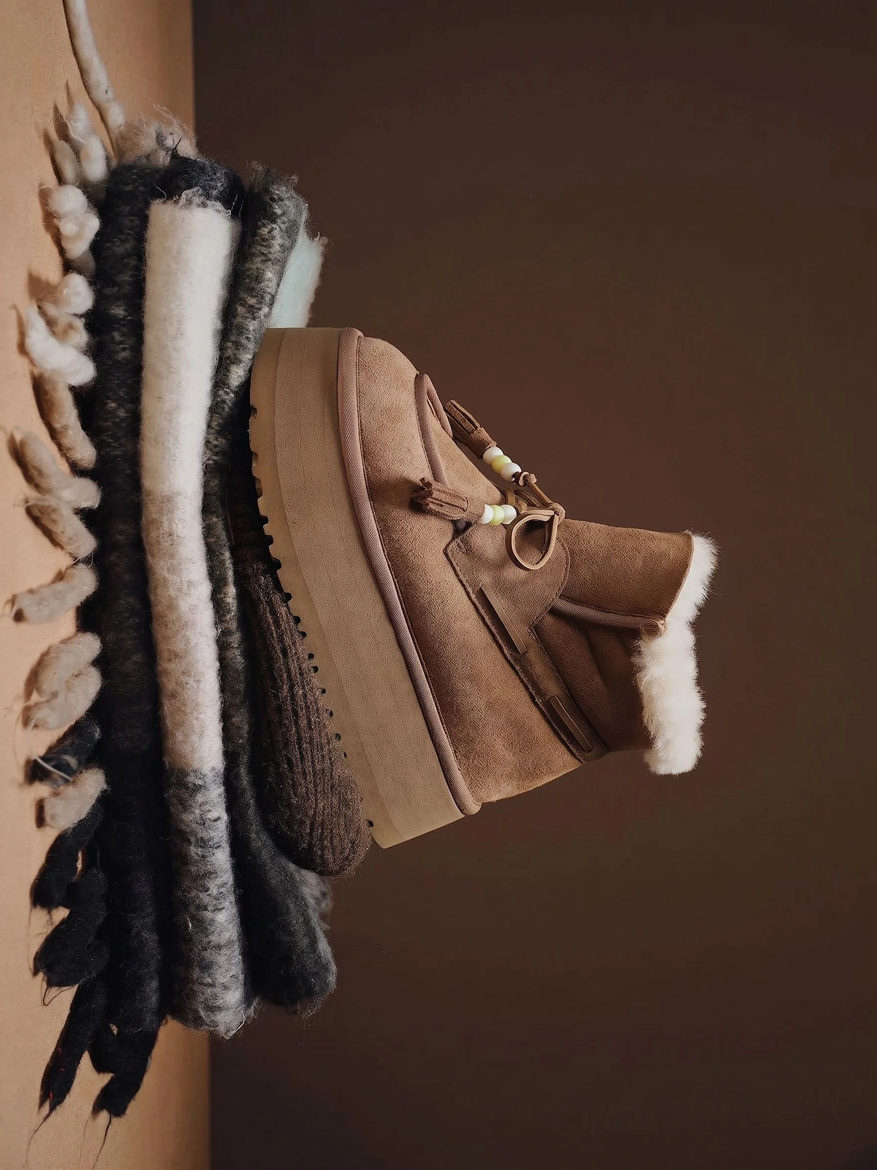 Beaded Tassel Shearling Boots - Image 3