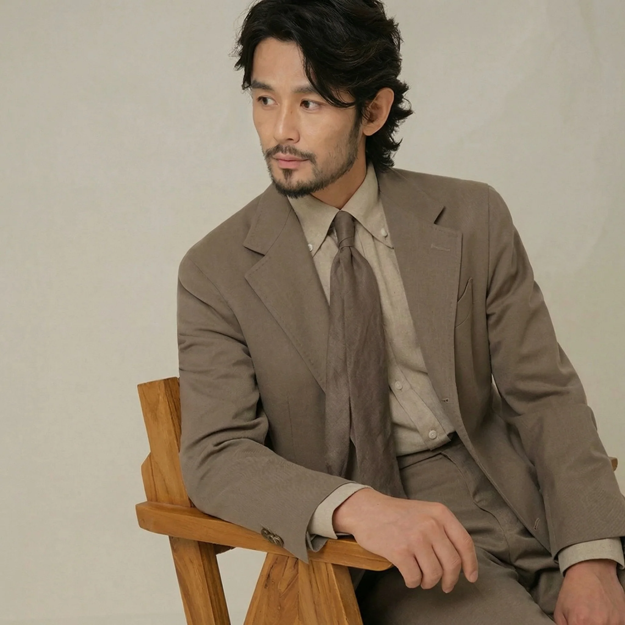 Beige Cavalry Twill Suit - Image 7