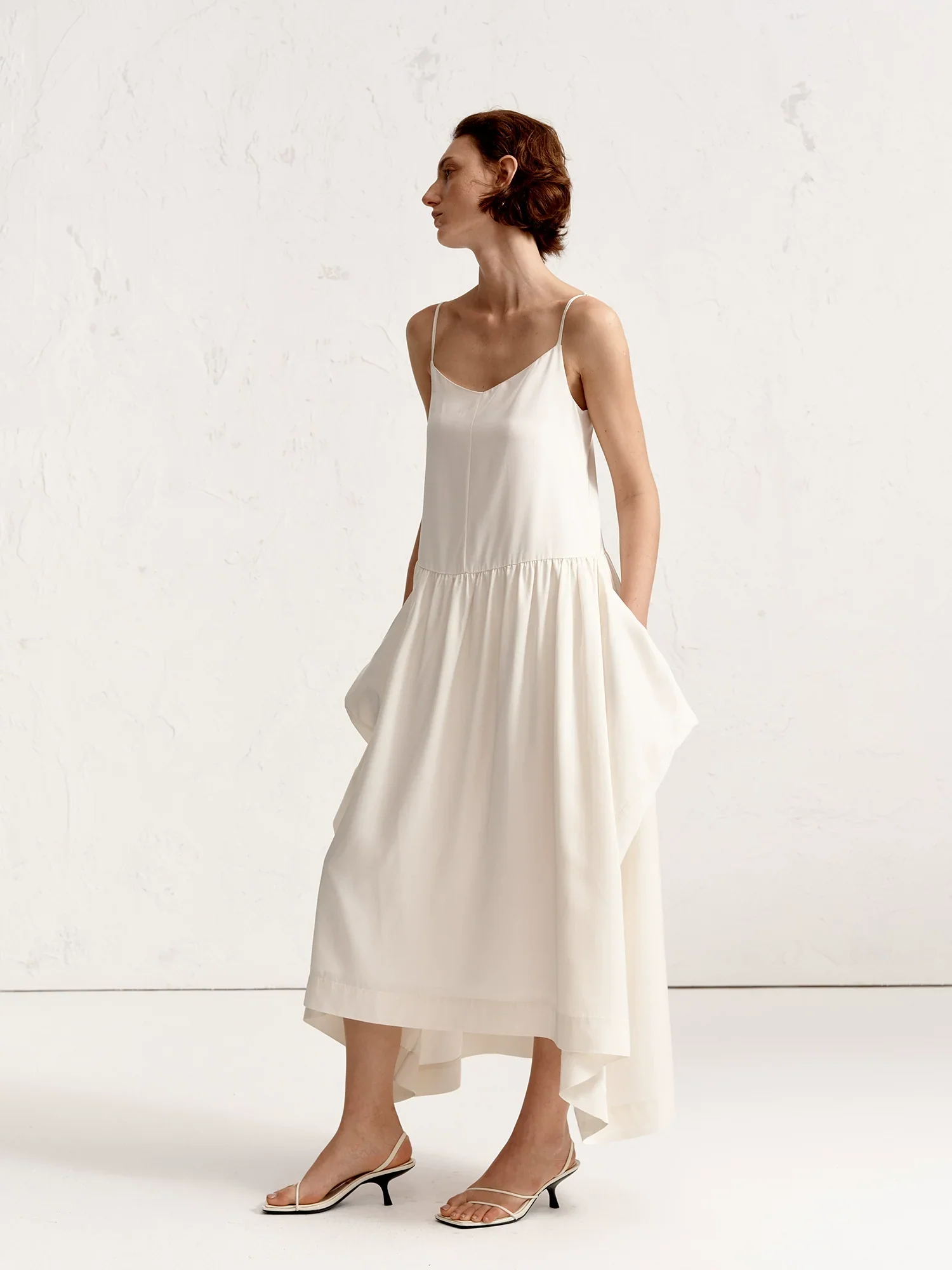Beige Cotton-Linen Slip Dress - Image 2