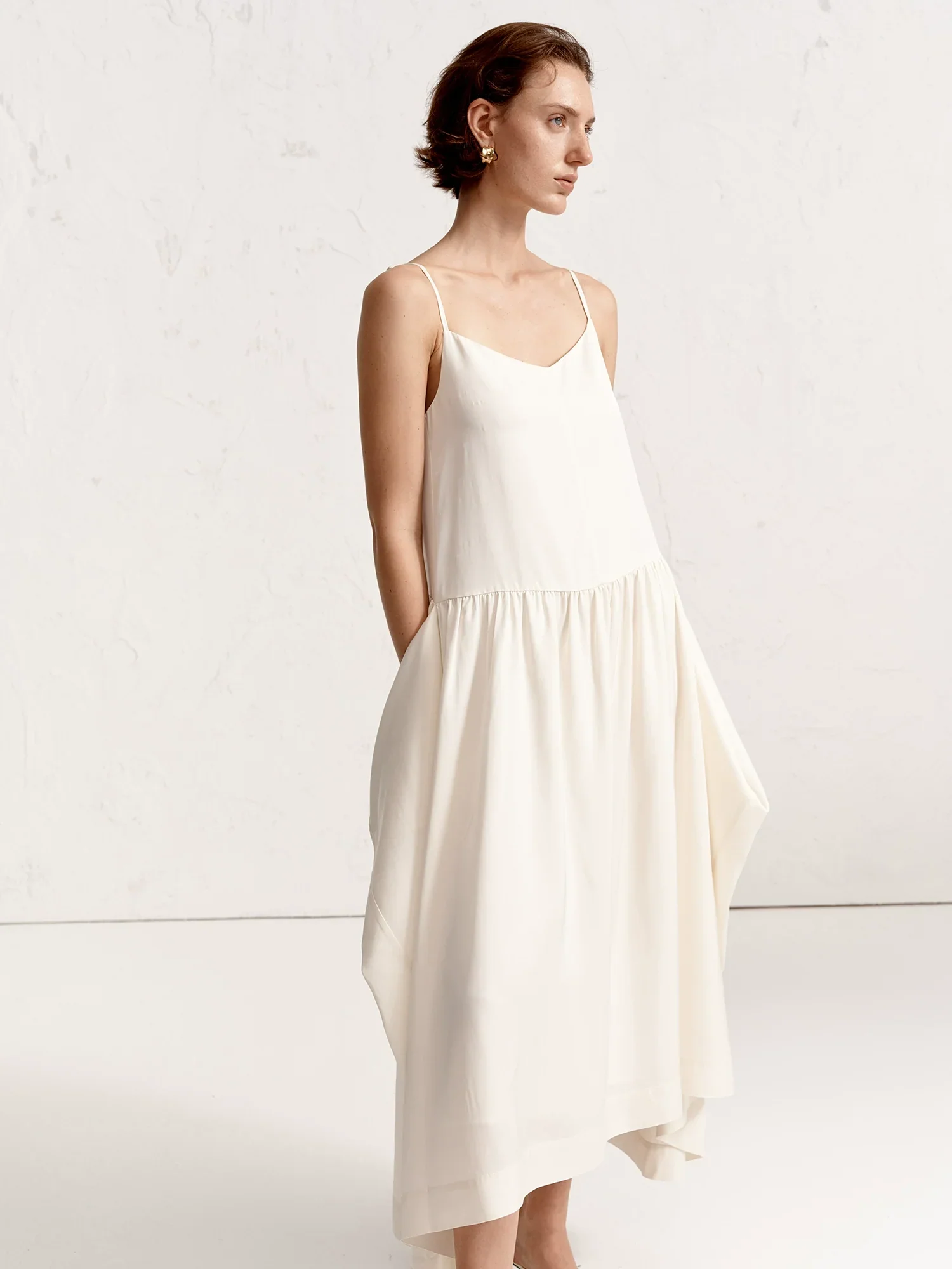 Beige Cotton-Linen Slip Dress - Image 4