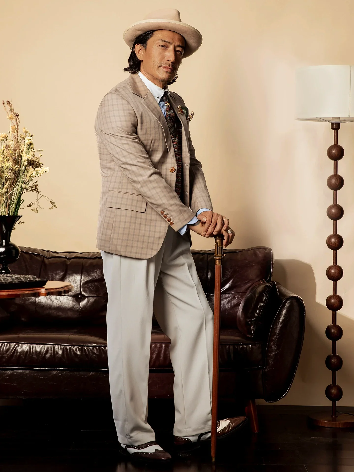 Beige Windowpane Blazer