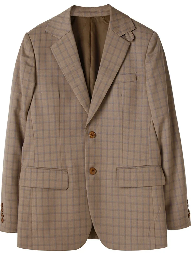 Beige Windowpane Blazer - Image 6