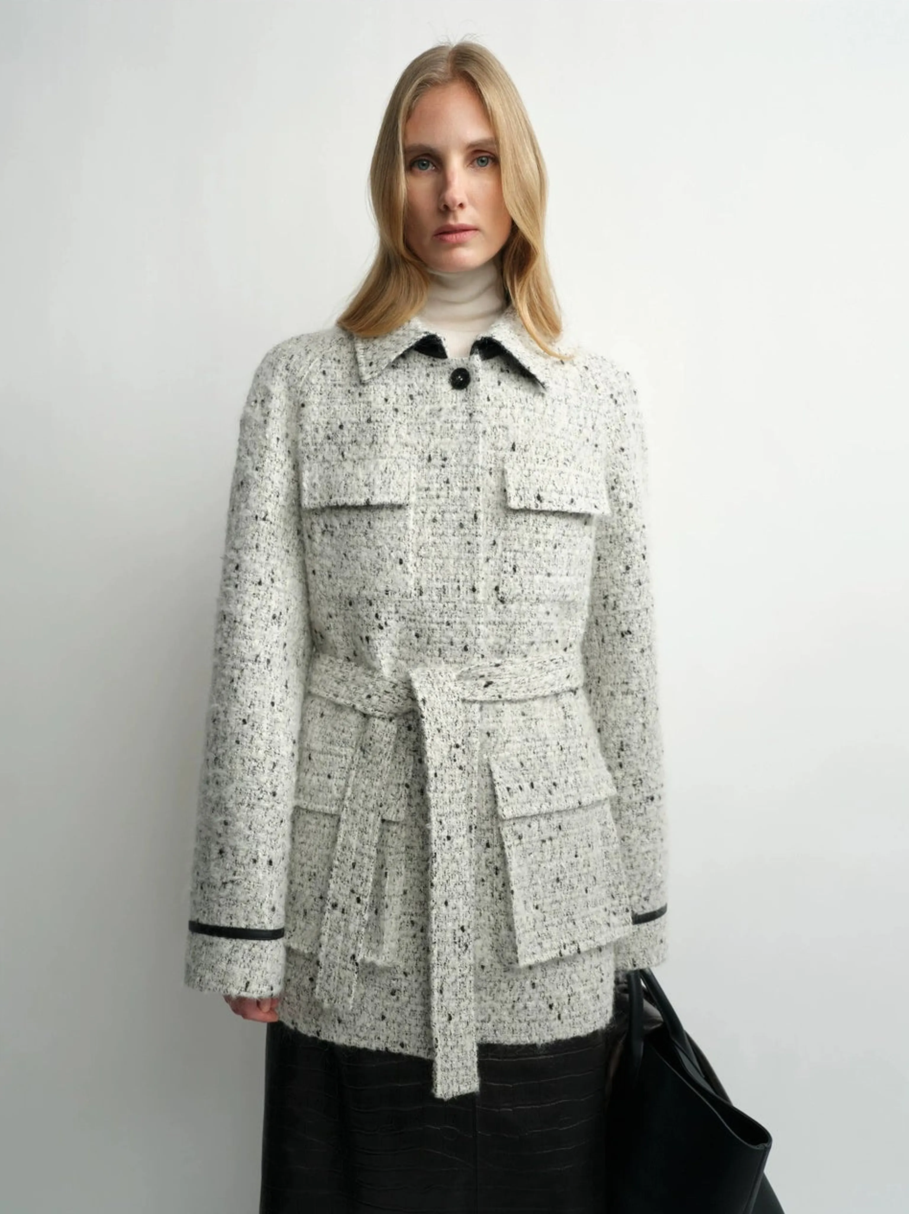 Belted Bouclé Shirt Jacket - Image 5