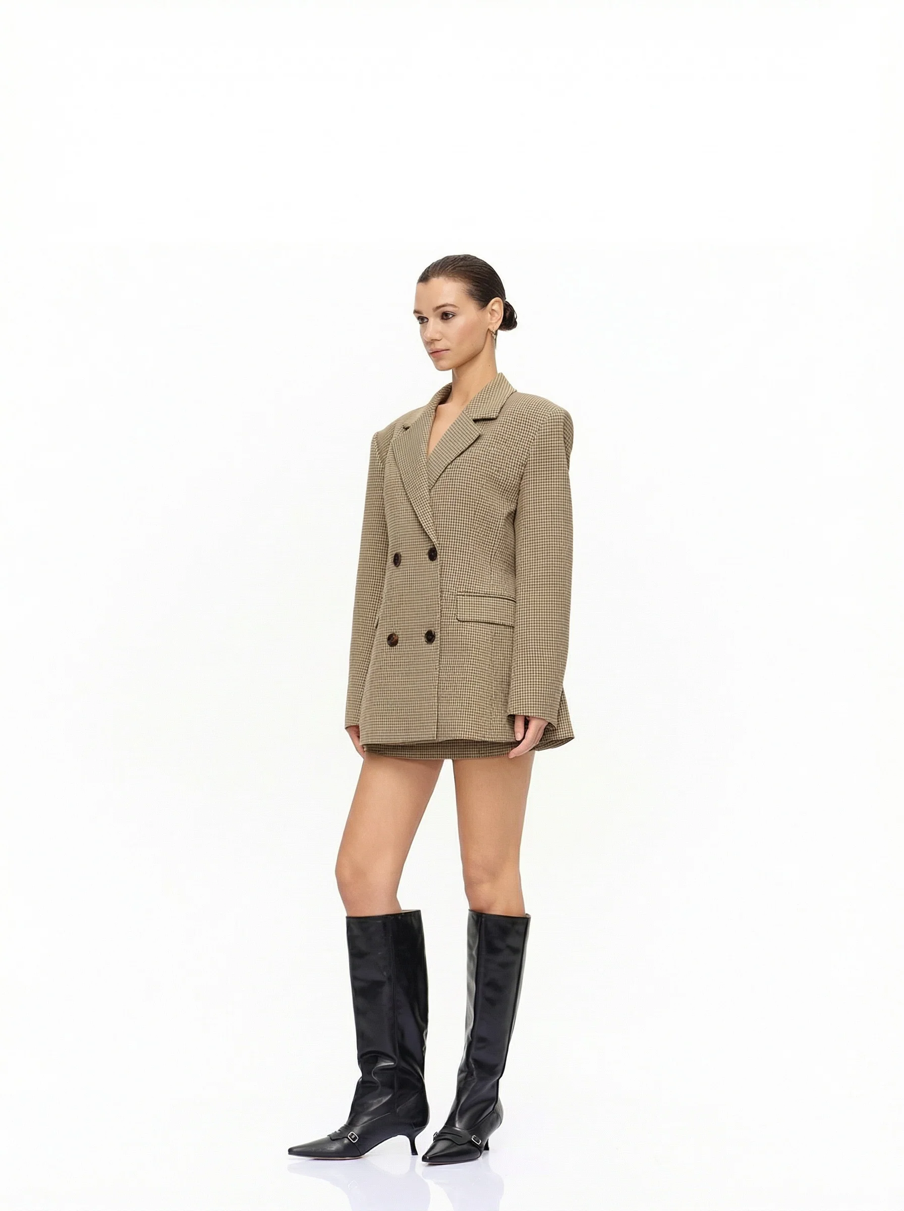 Belted Check Blazer - Image 4