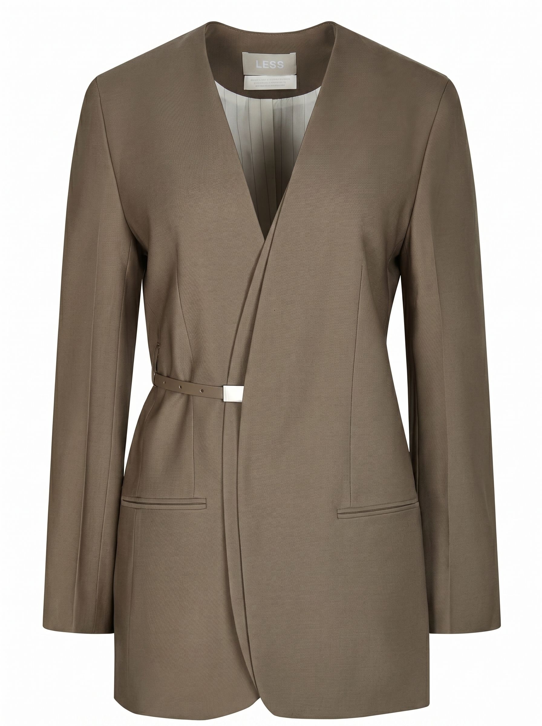 Belted Collarless Blazer - Image 4
