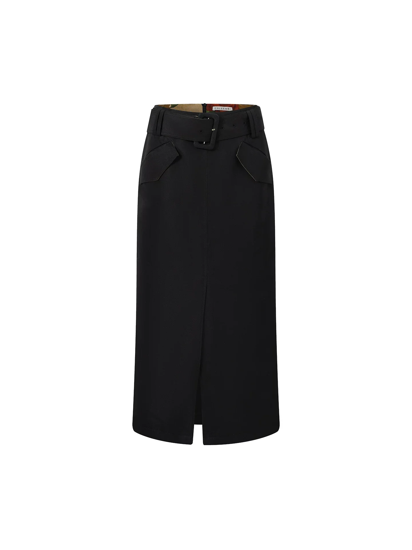 Belted Front-Slit Midi Skirt - Image 2