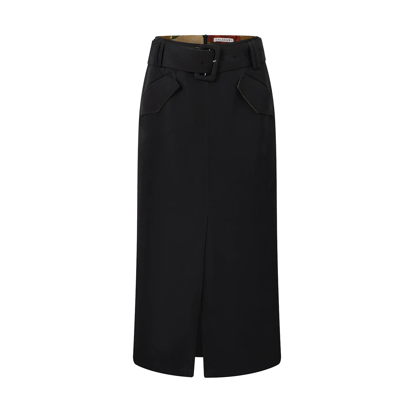Belted Front-Slit Midi Skirt - Image 4