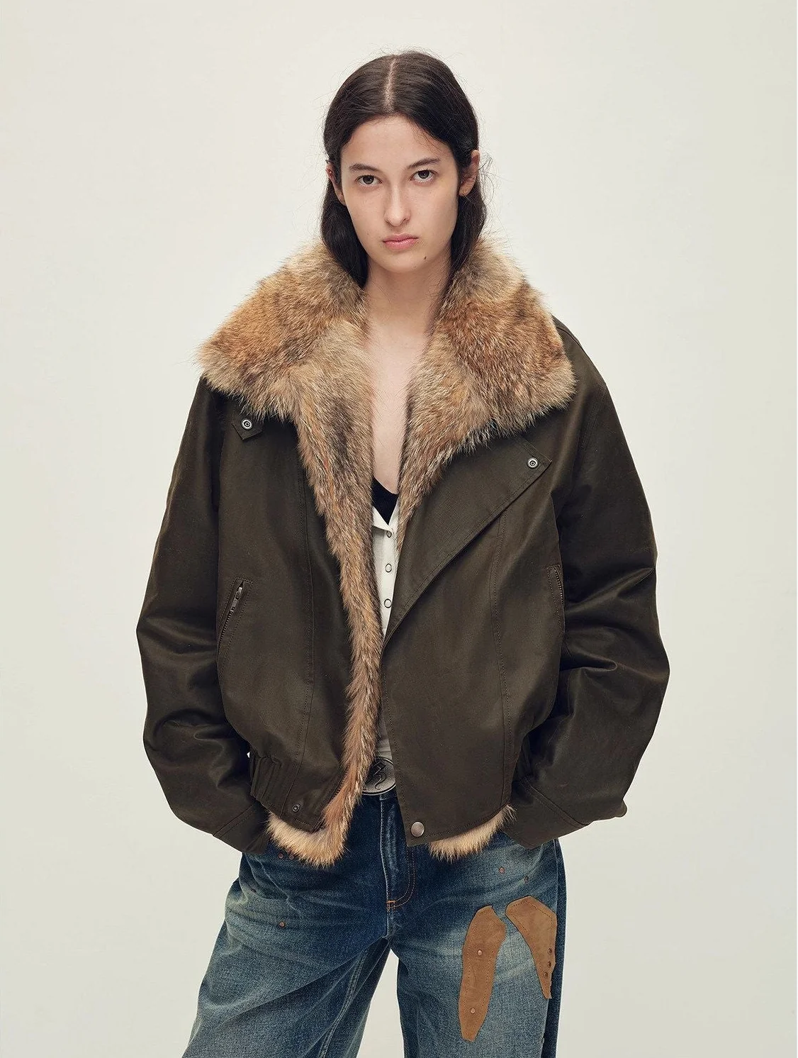 Belted Fur Collar Jacket - Image 9