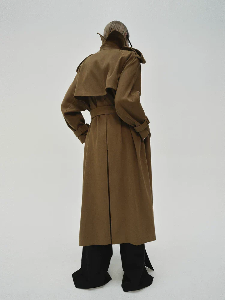Belted High-Collar Trench - Image 3