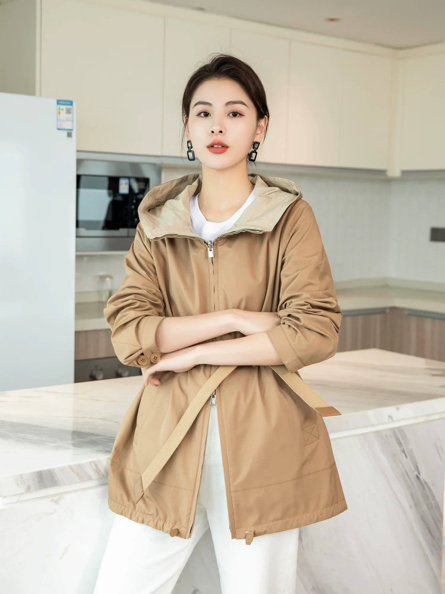 Belted Hooded Windbreaker - Image 4