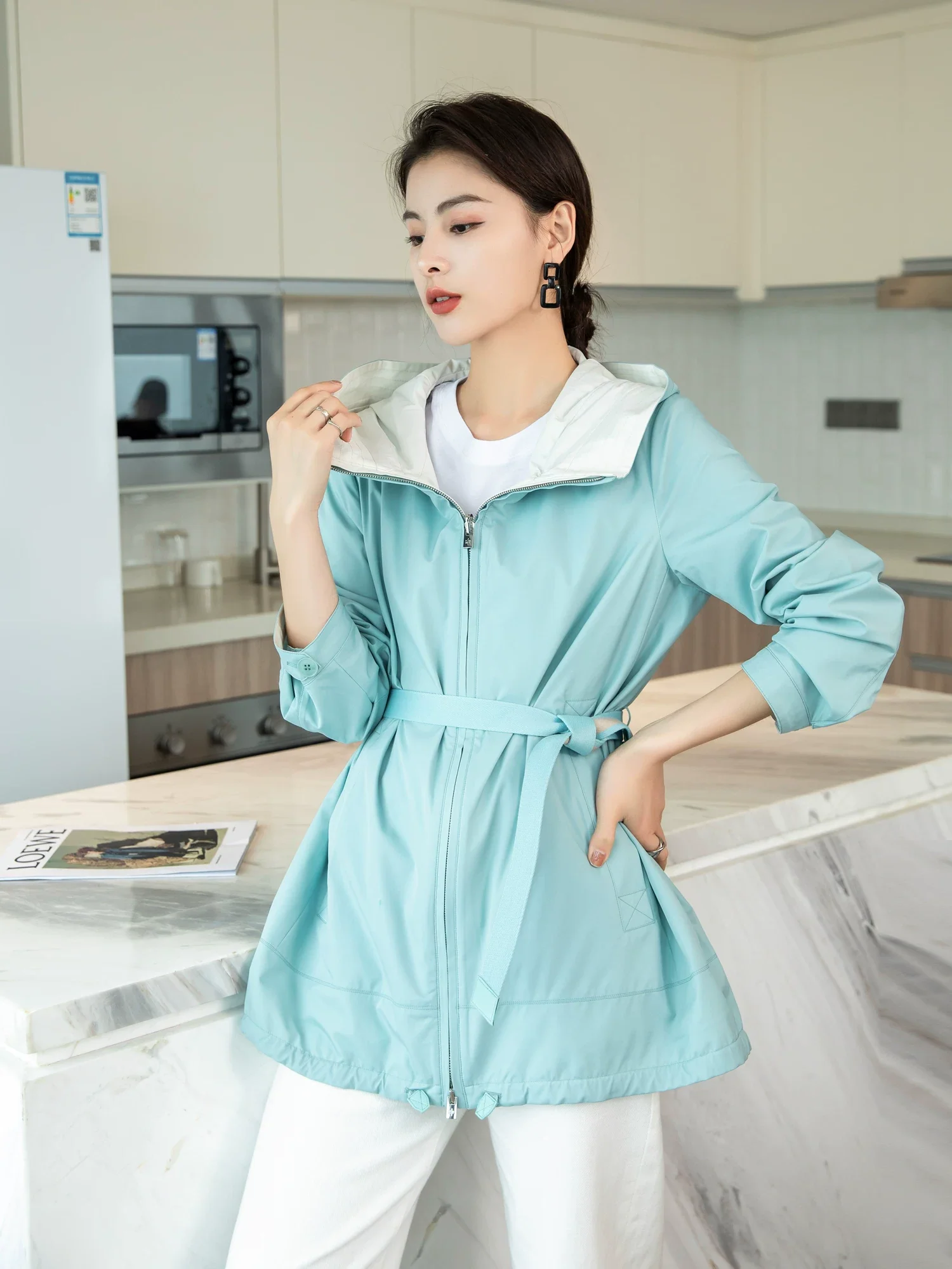 Belted Hooded Windbreaker - Image 6