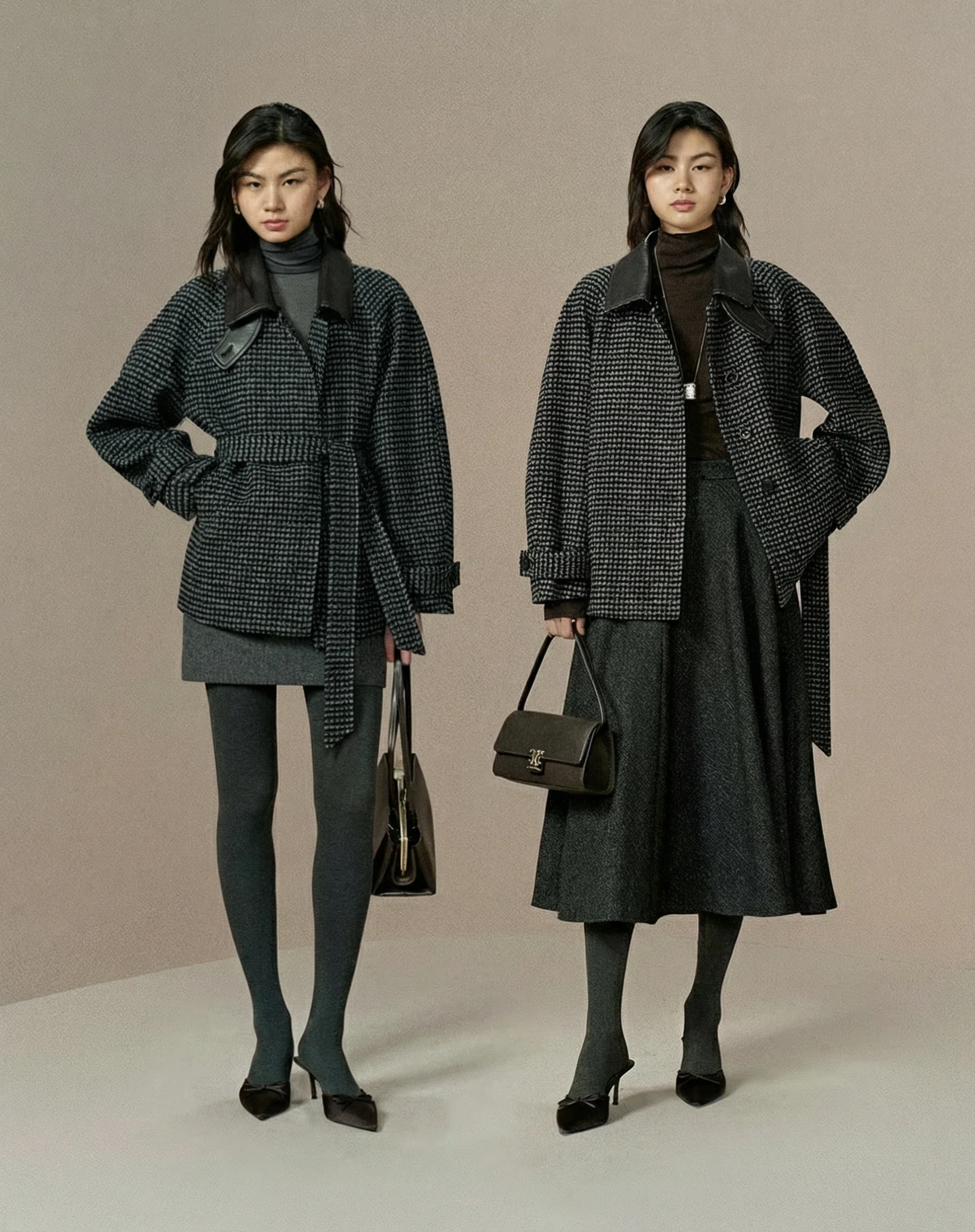 Belted Houndstooth Coat - Image 4