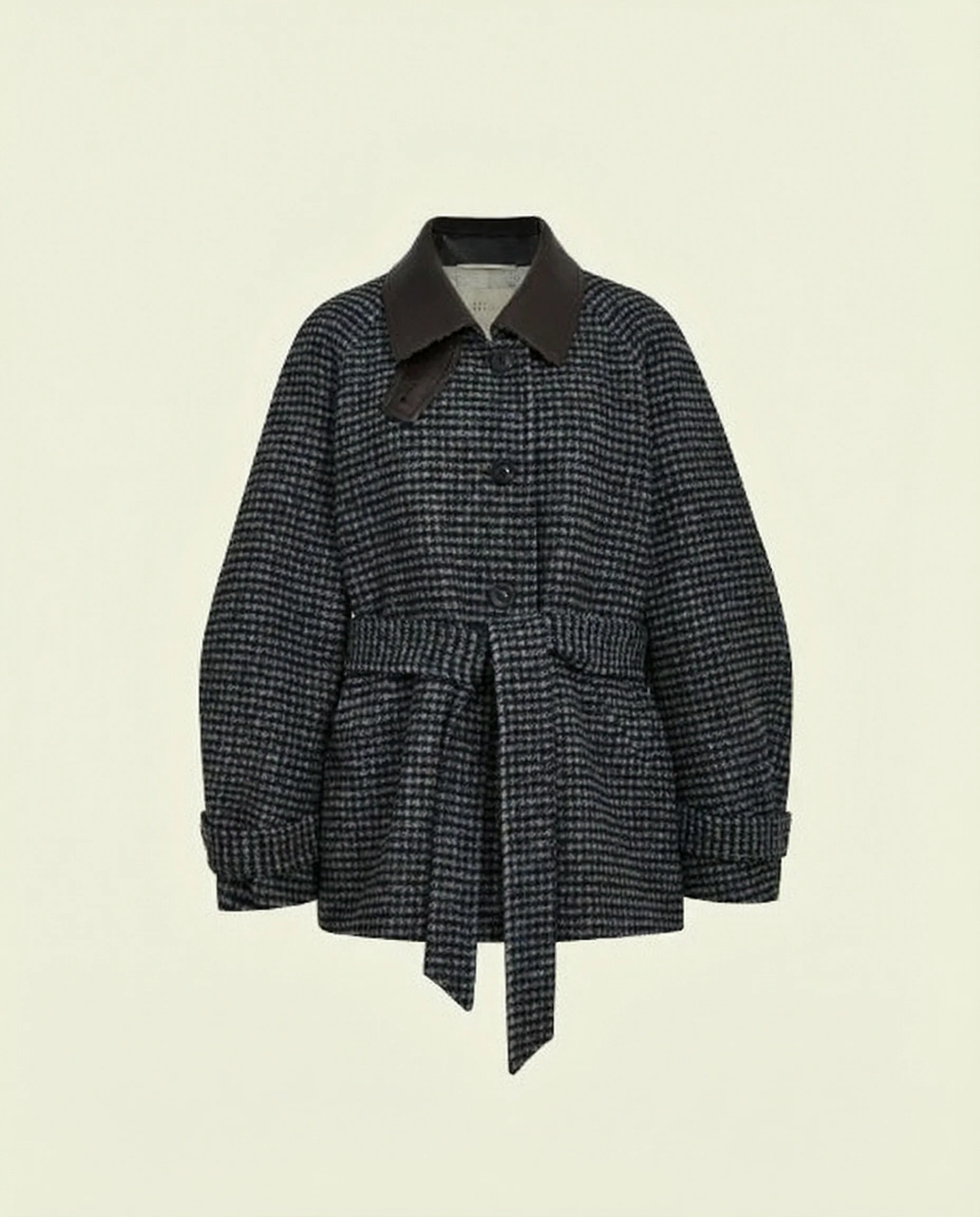 Belted Houndstooth Coat - Image 5