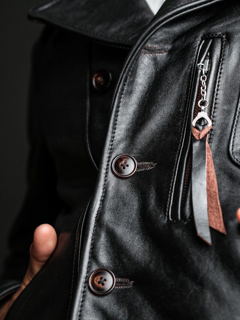 Belted Leather Car Coat - Image 3
