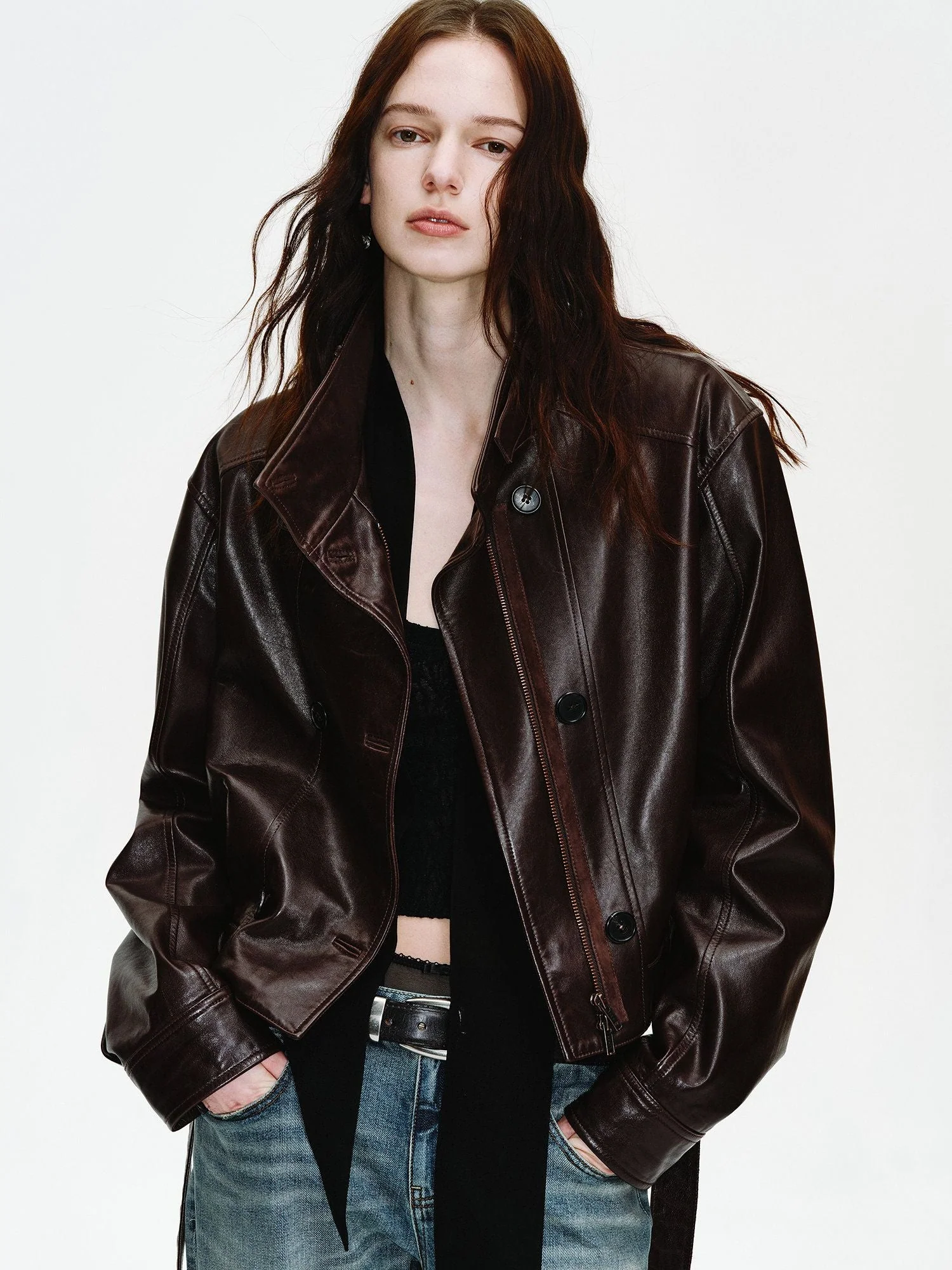 Belted Leather Jacket - Image 2
