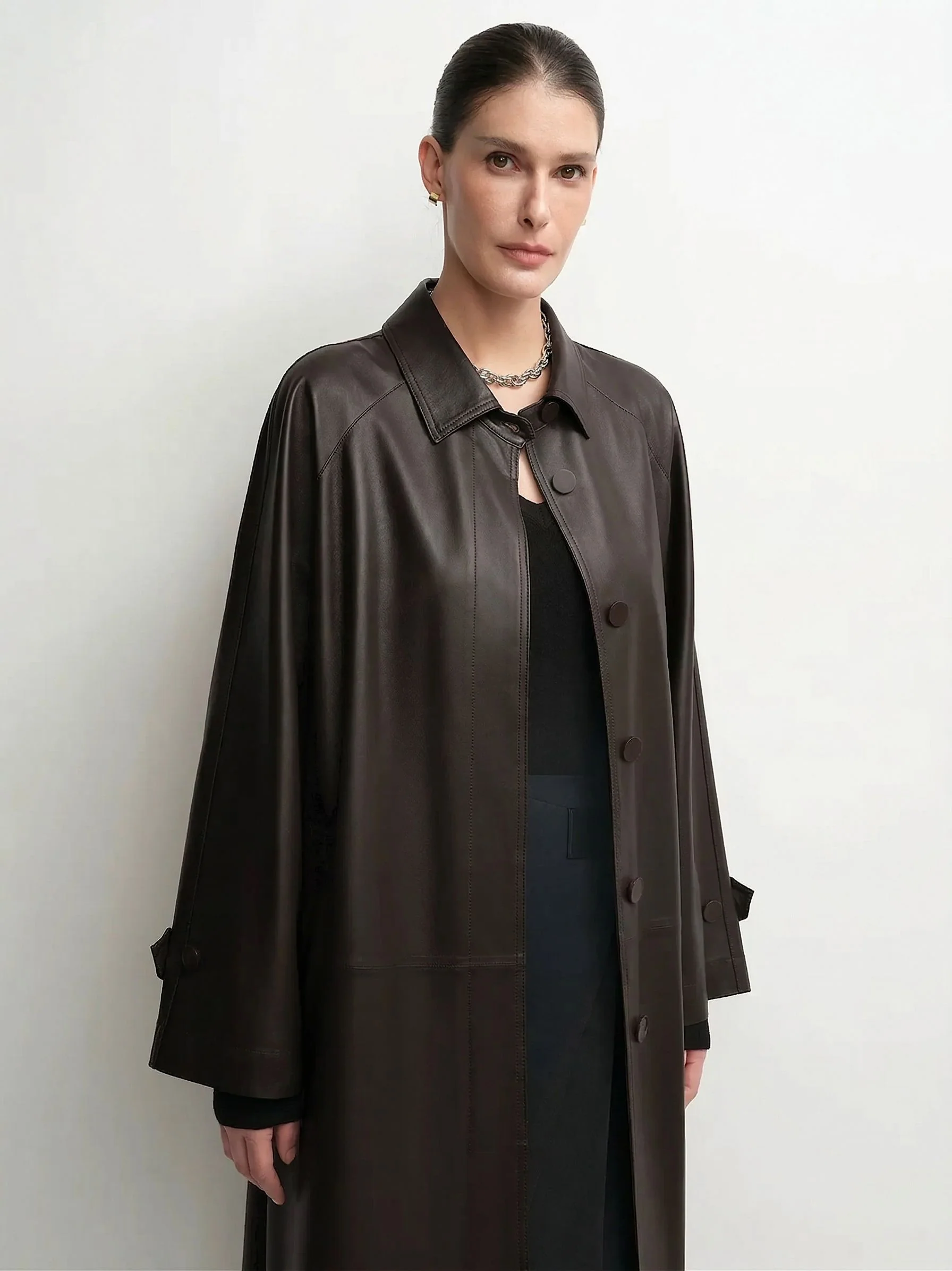 Belted Leather Trench
