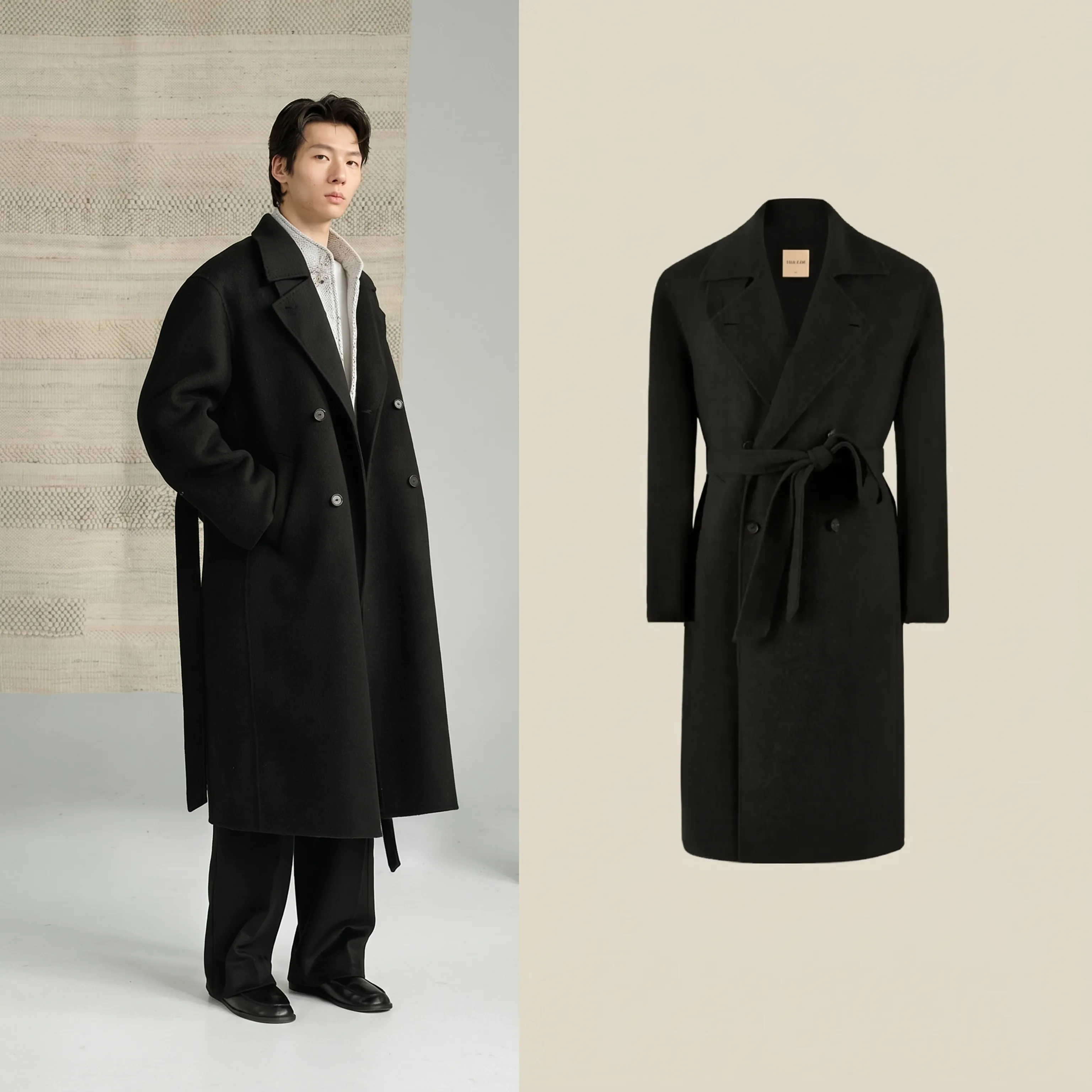 Belted Long Overcoat - Image 3