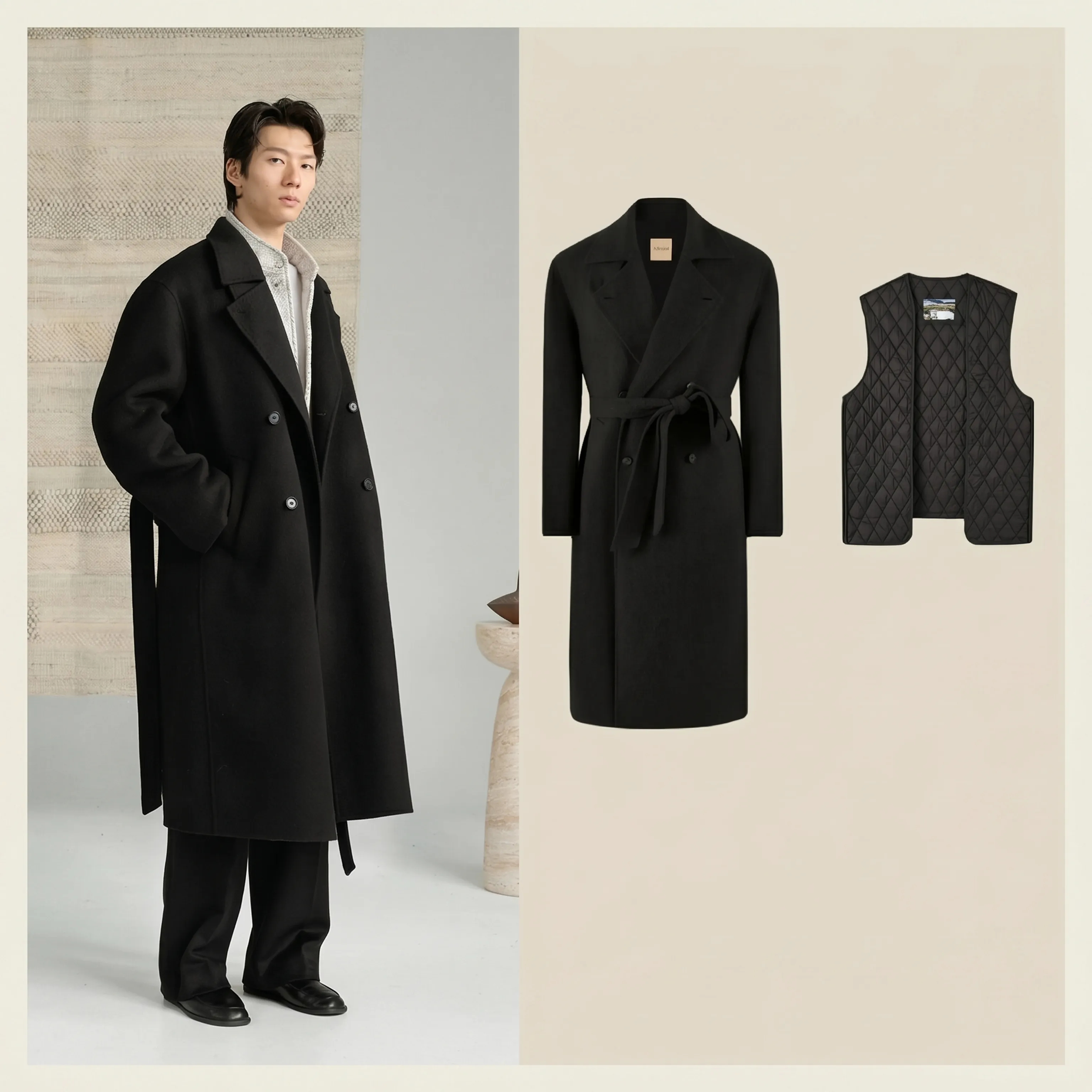 Belted Long Overcoat - Image 7