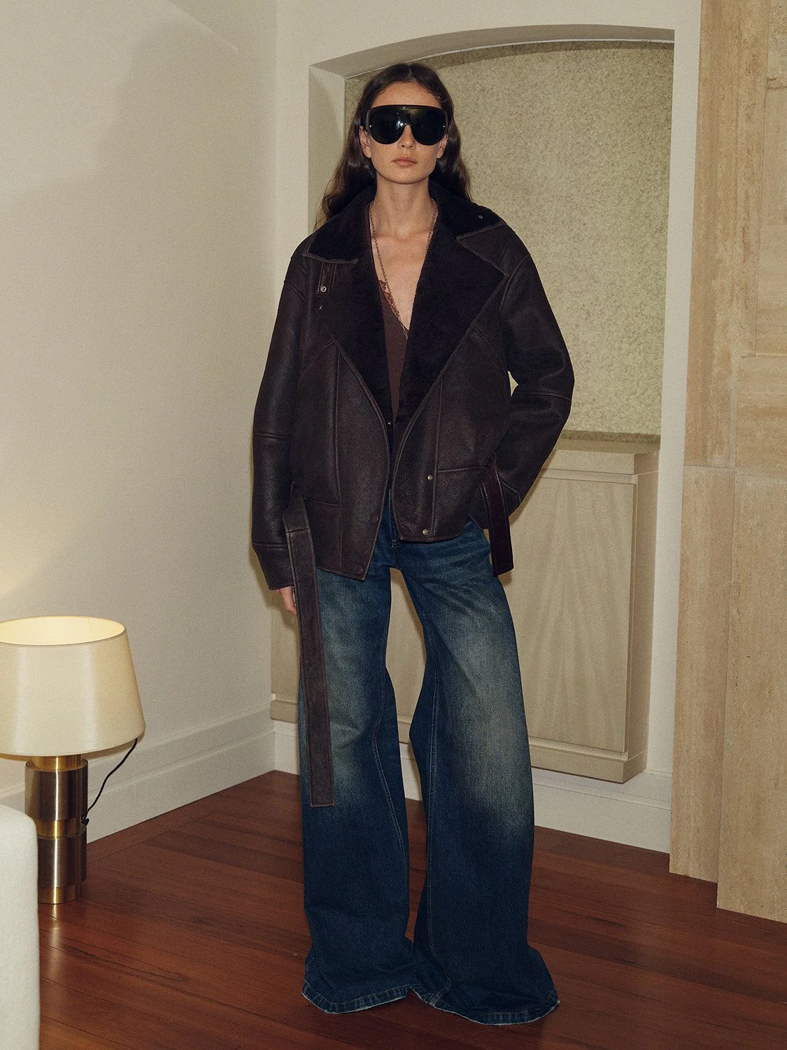 Belted Merino Shearling Jacket - Image 2