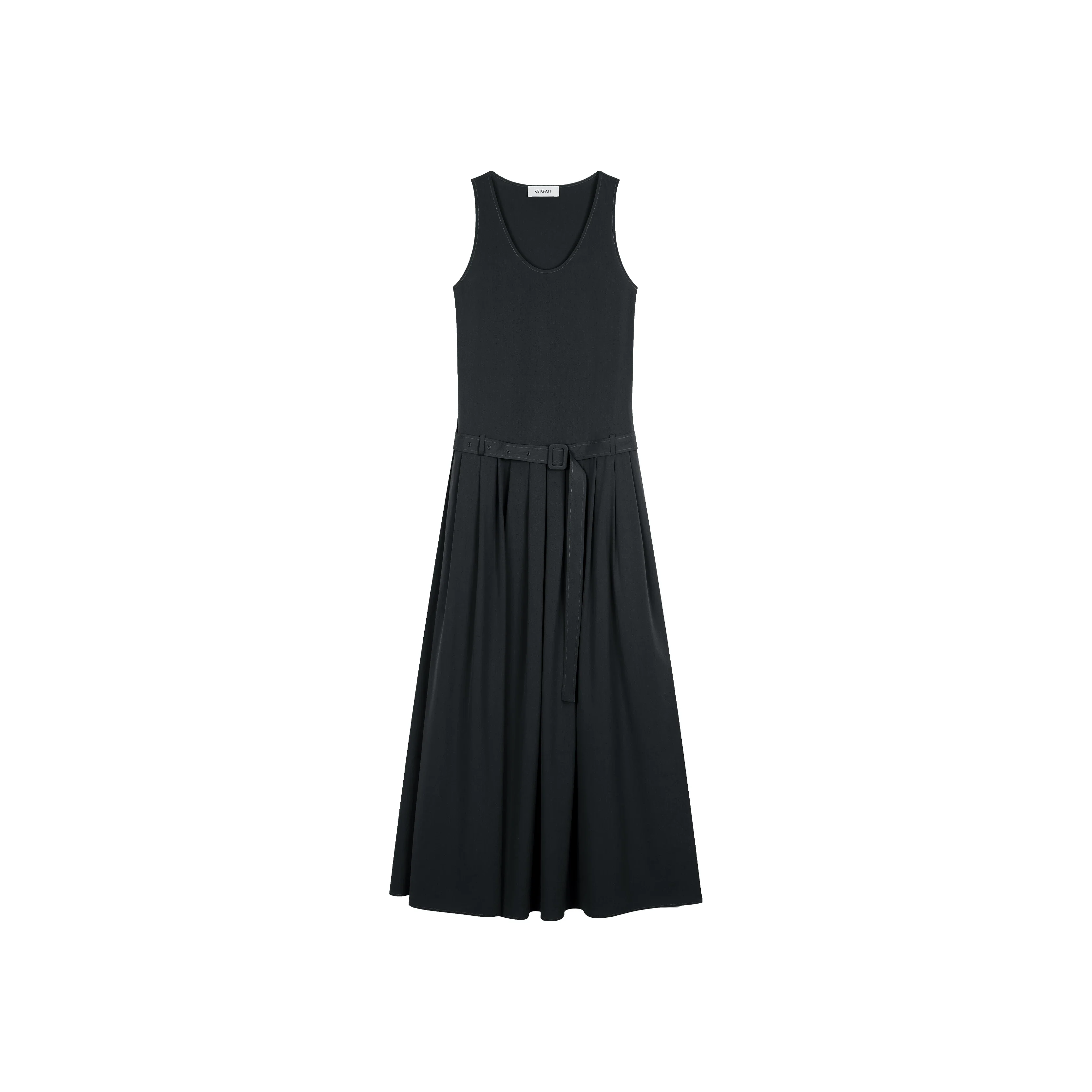 Belted Pleated Maxi Dress