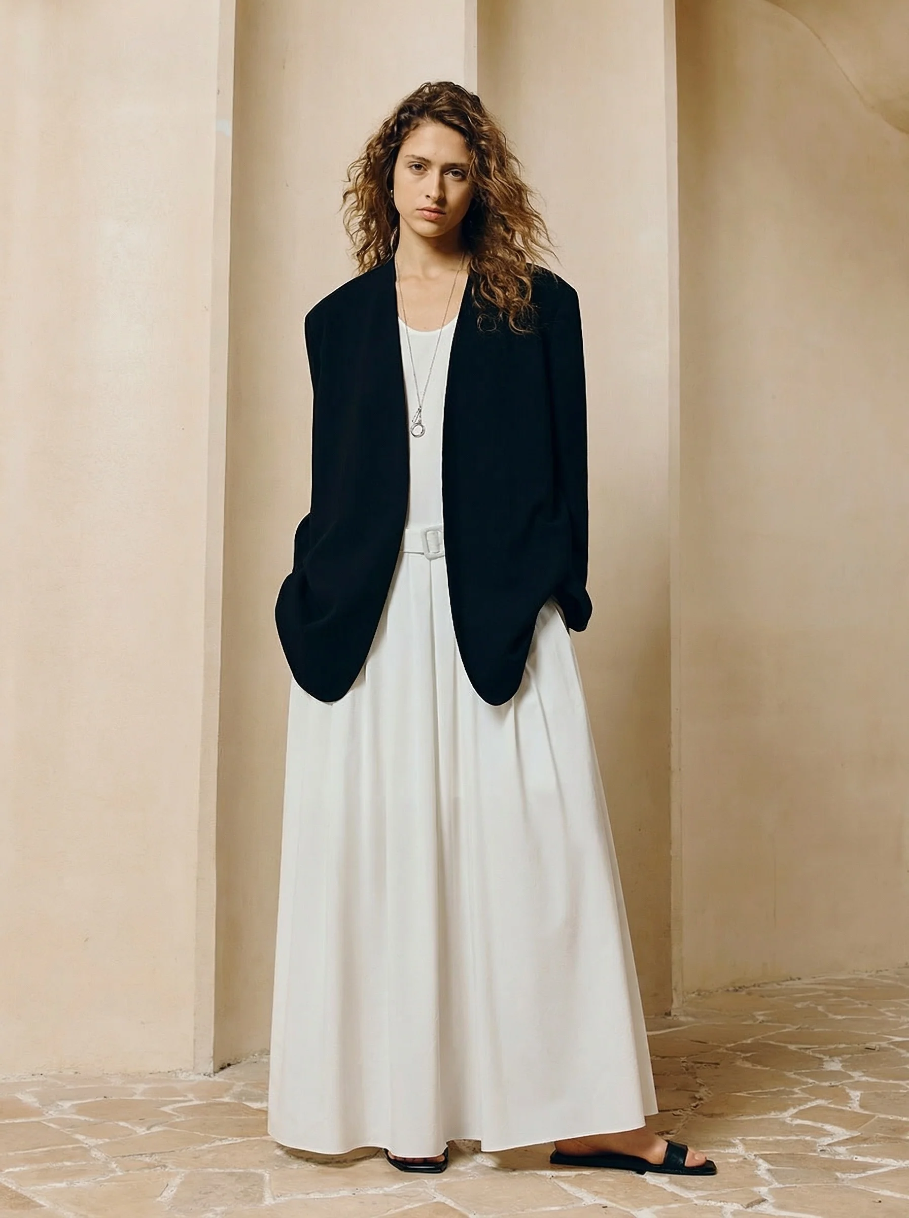 Belted Pleated Maxi Dress - Image 4