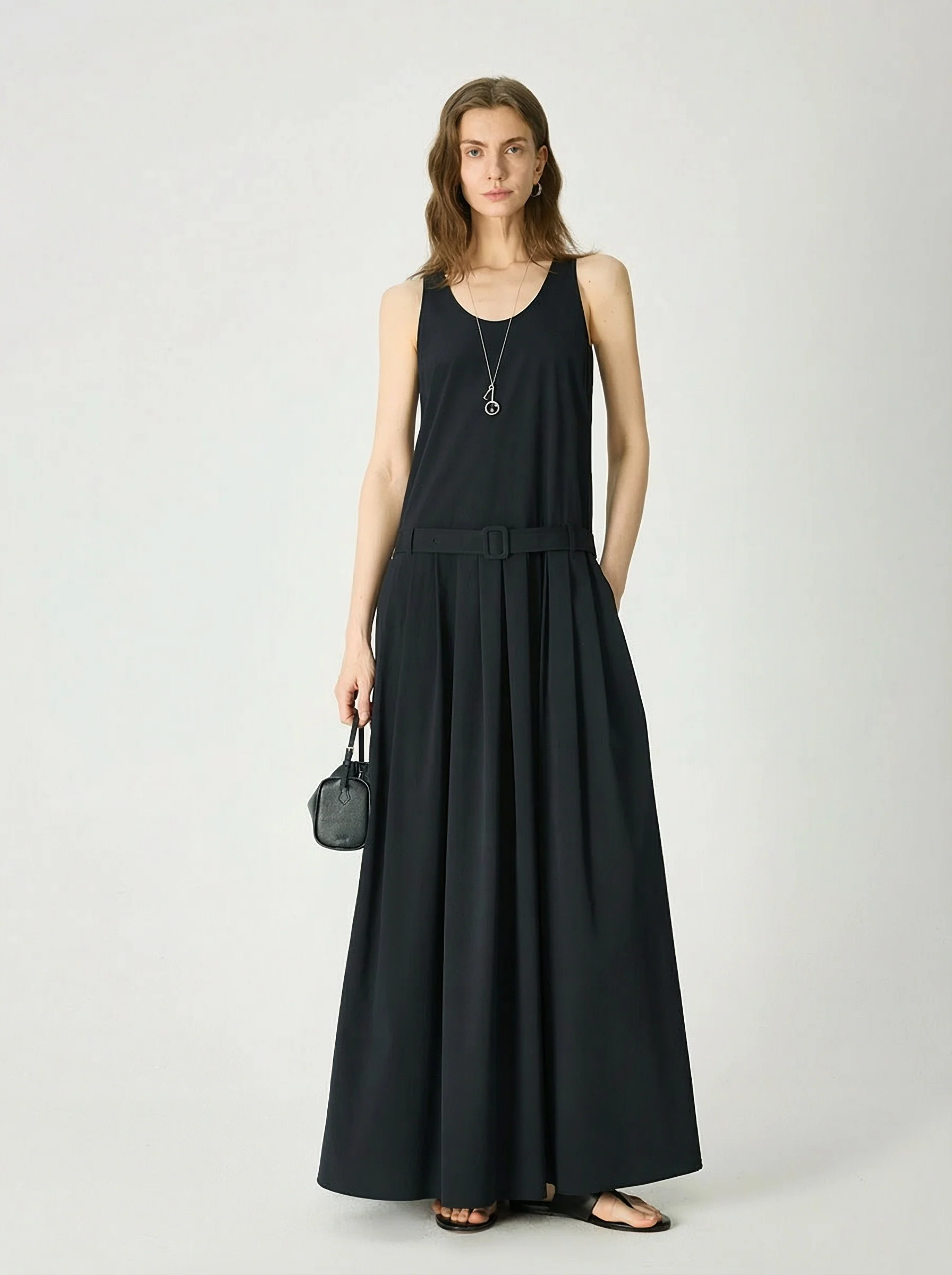 Belted Pleated Maxi Dress - Image 5