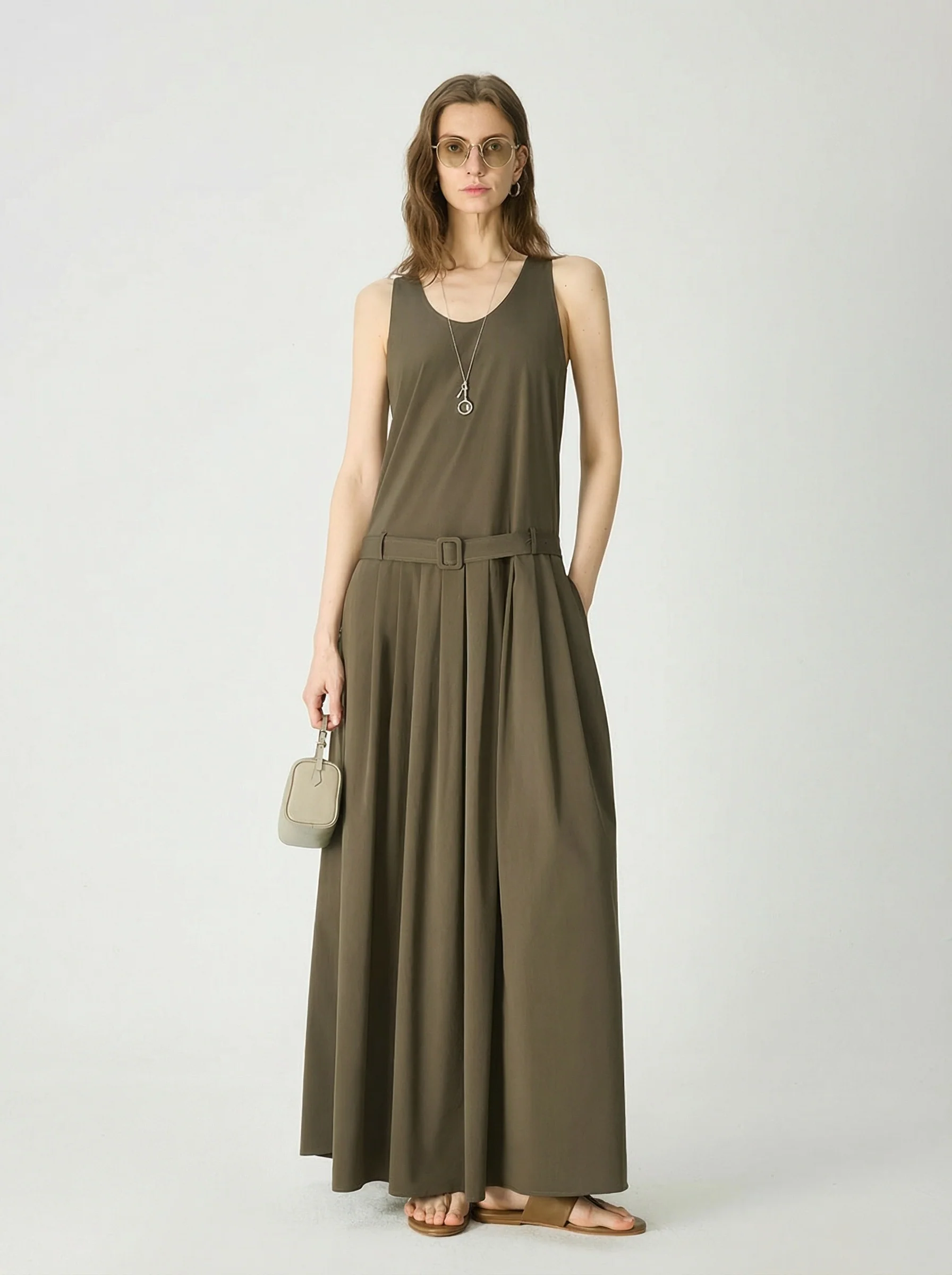Belted Pleated Maxi Dress - Image 6