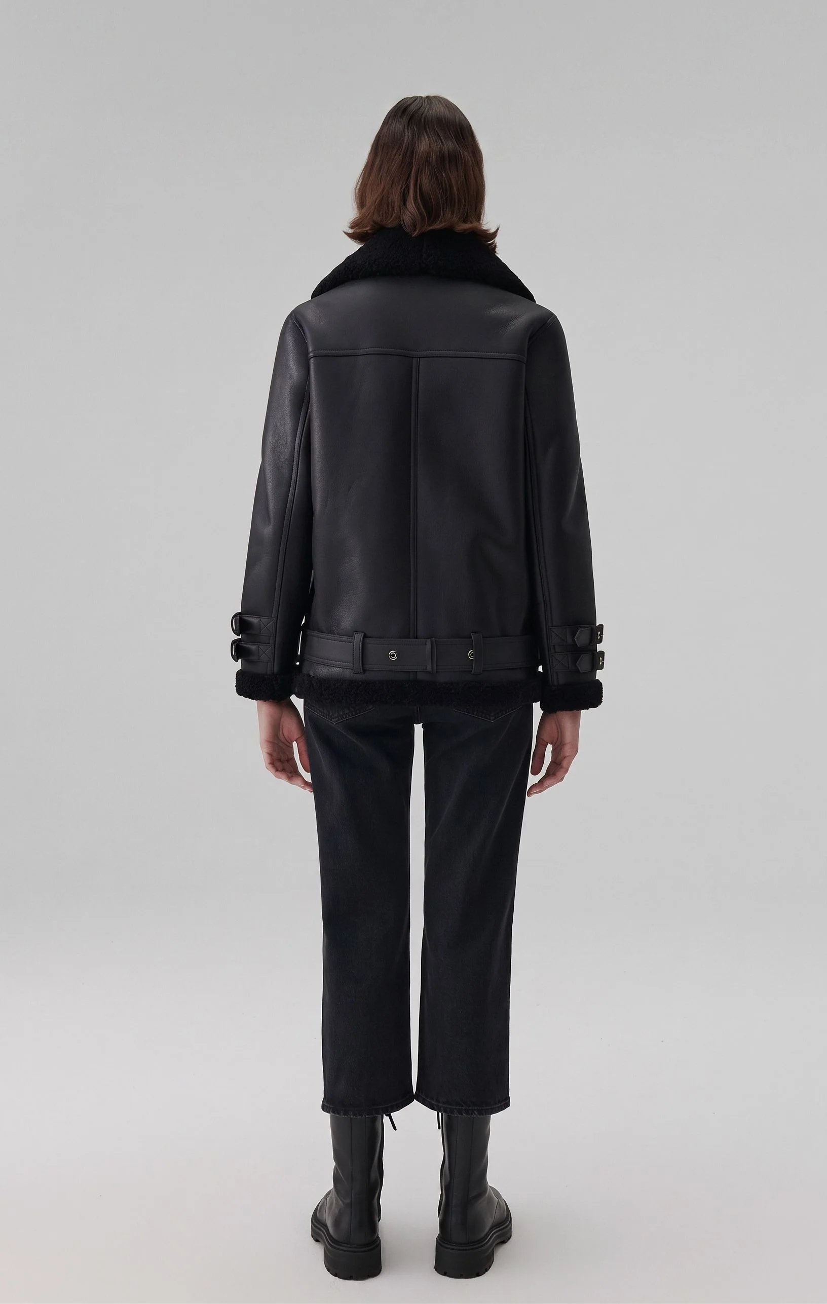 Belted Shearling Biker - Image 4