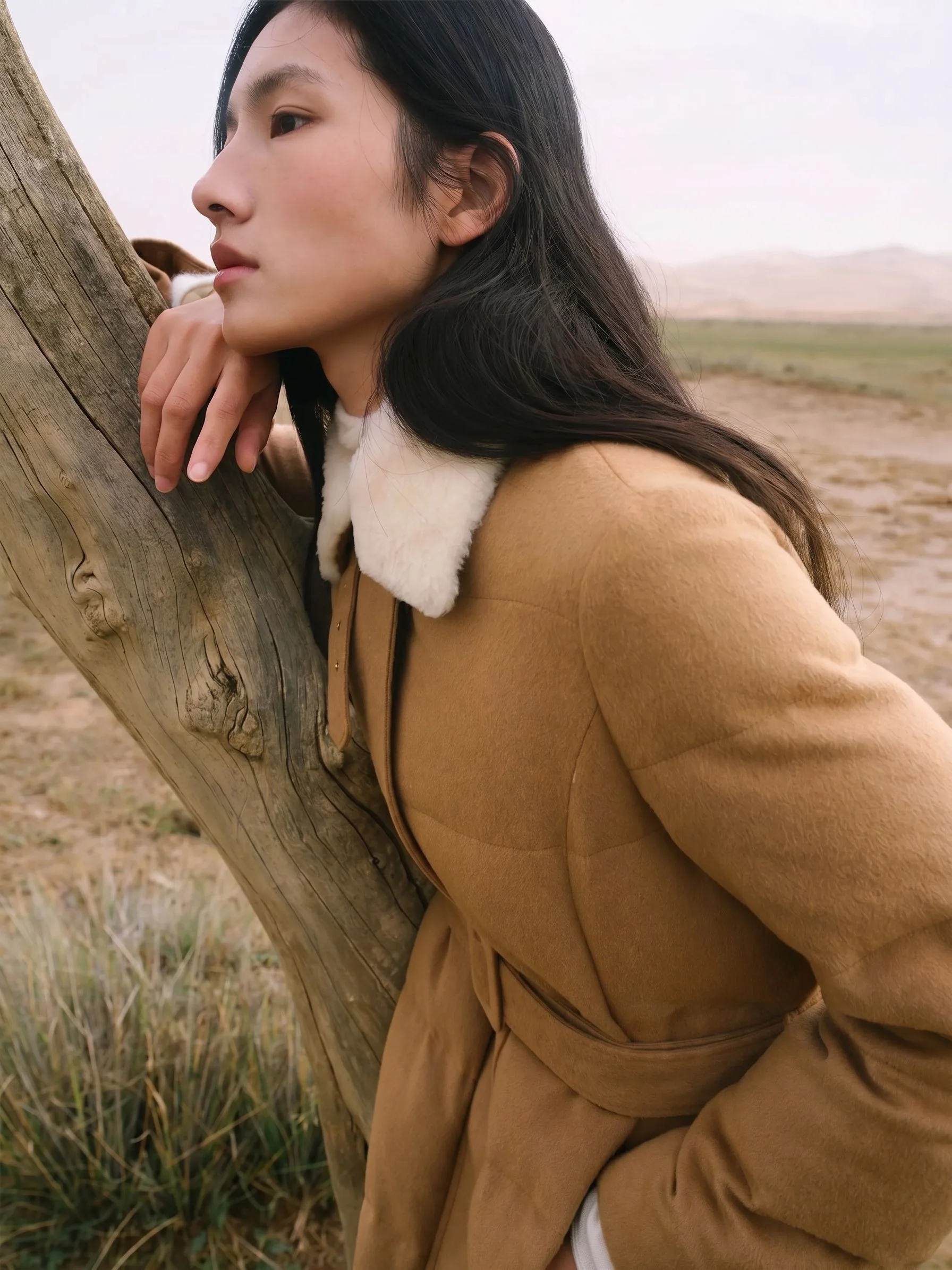 Belted Shearling Down Coat - Image 2